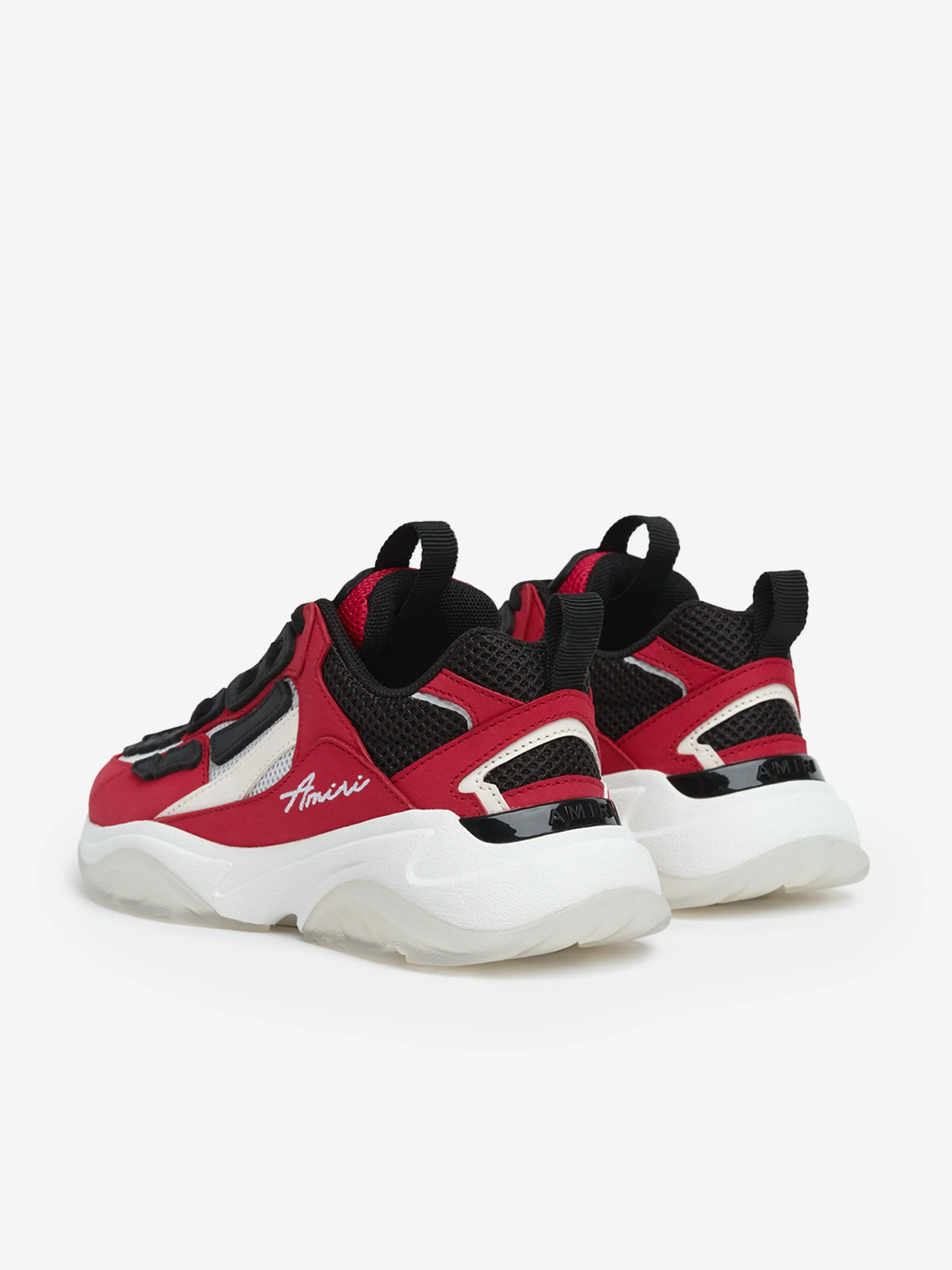 Amiri Kids Leather Bone Runner Trainers in Red