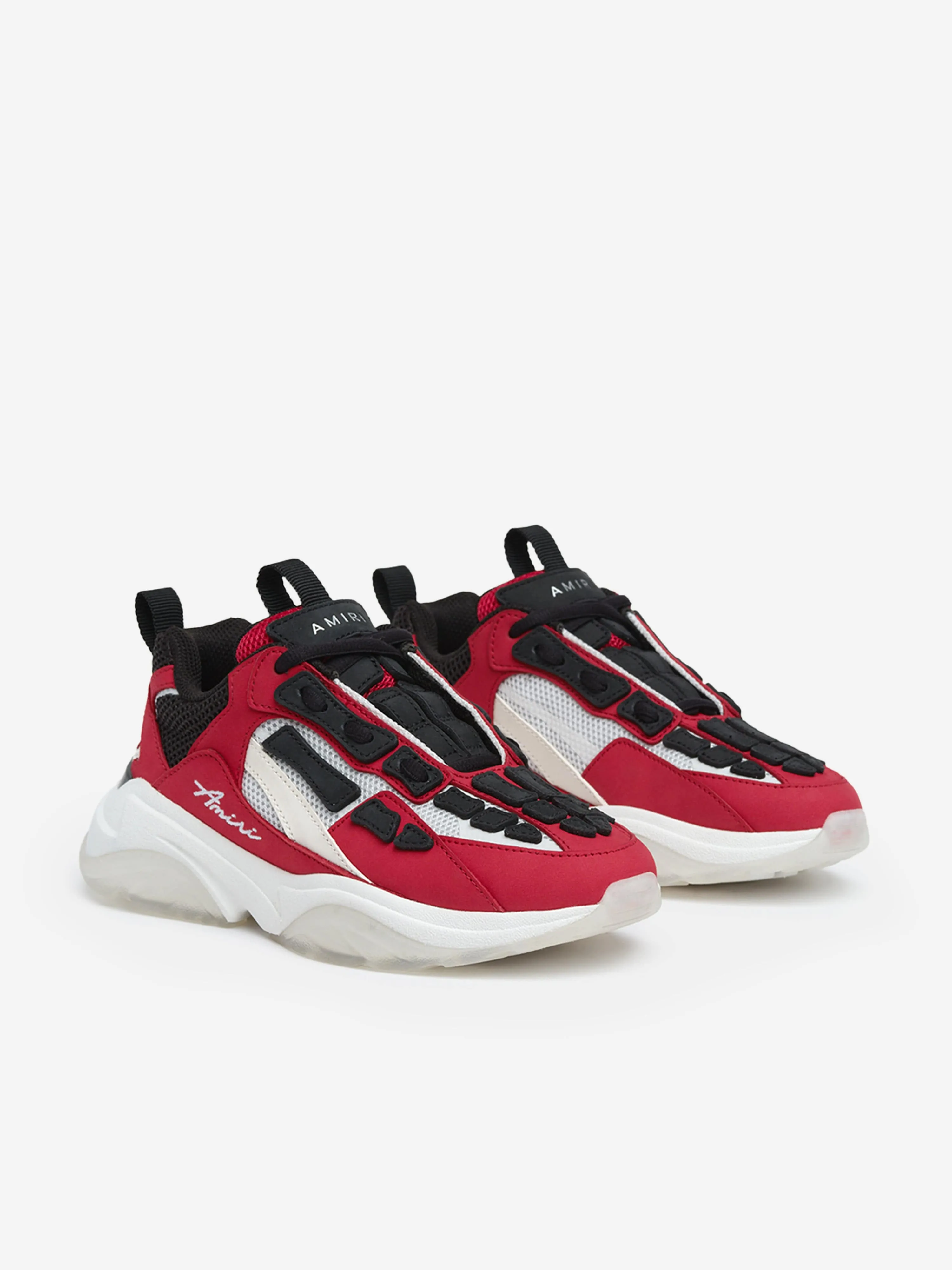 Amiri Kids Leather Bone Runner Trainers in Red