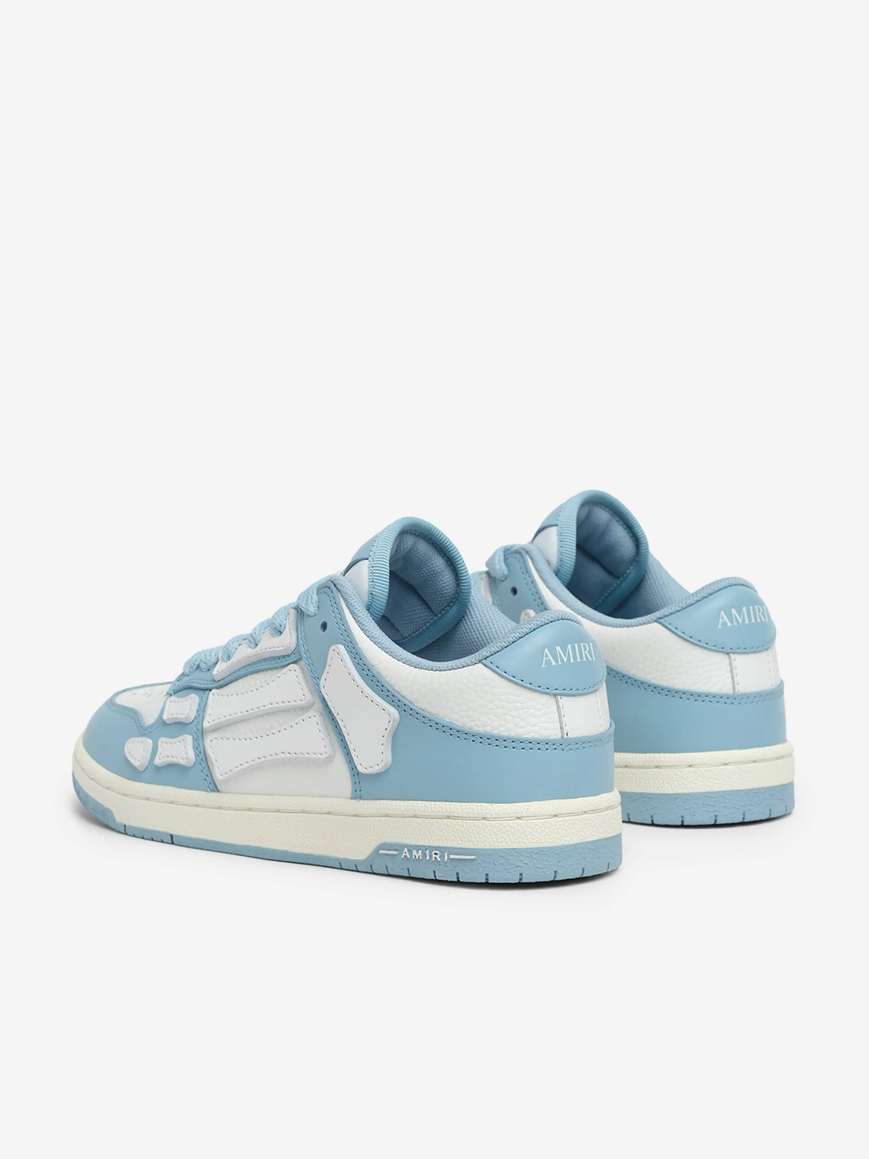 Amiri Kids Leather Skel Top Low Trainers in Blue