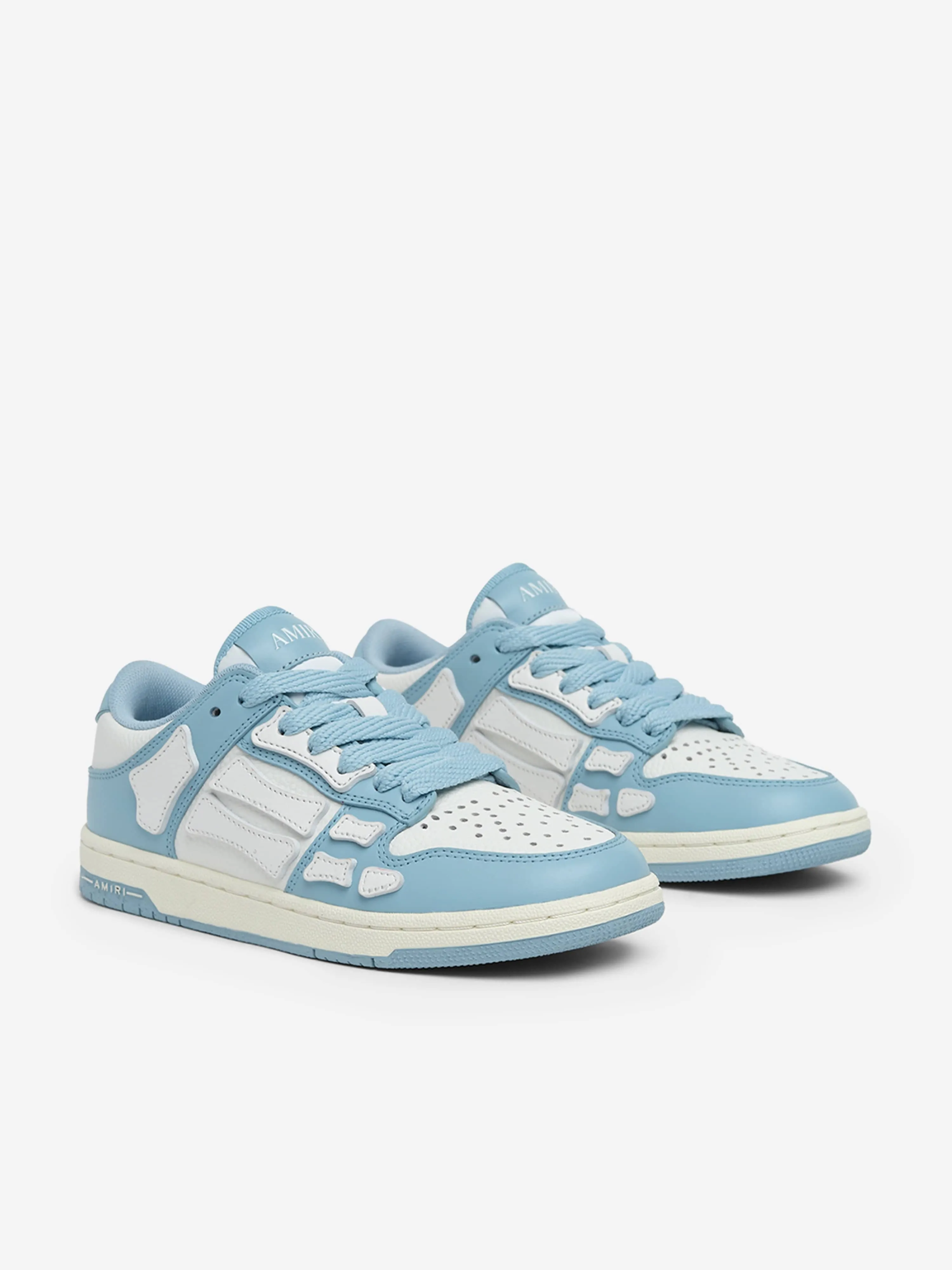 Amiri Kids Leather Skel Top Low Trainers in Blue