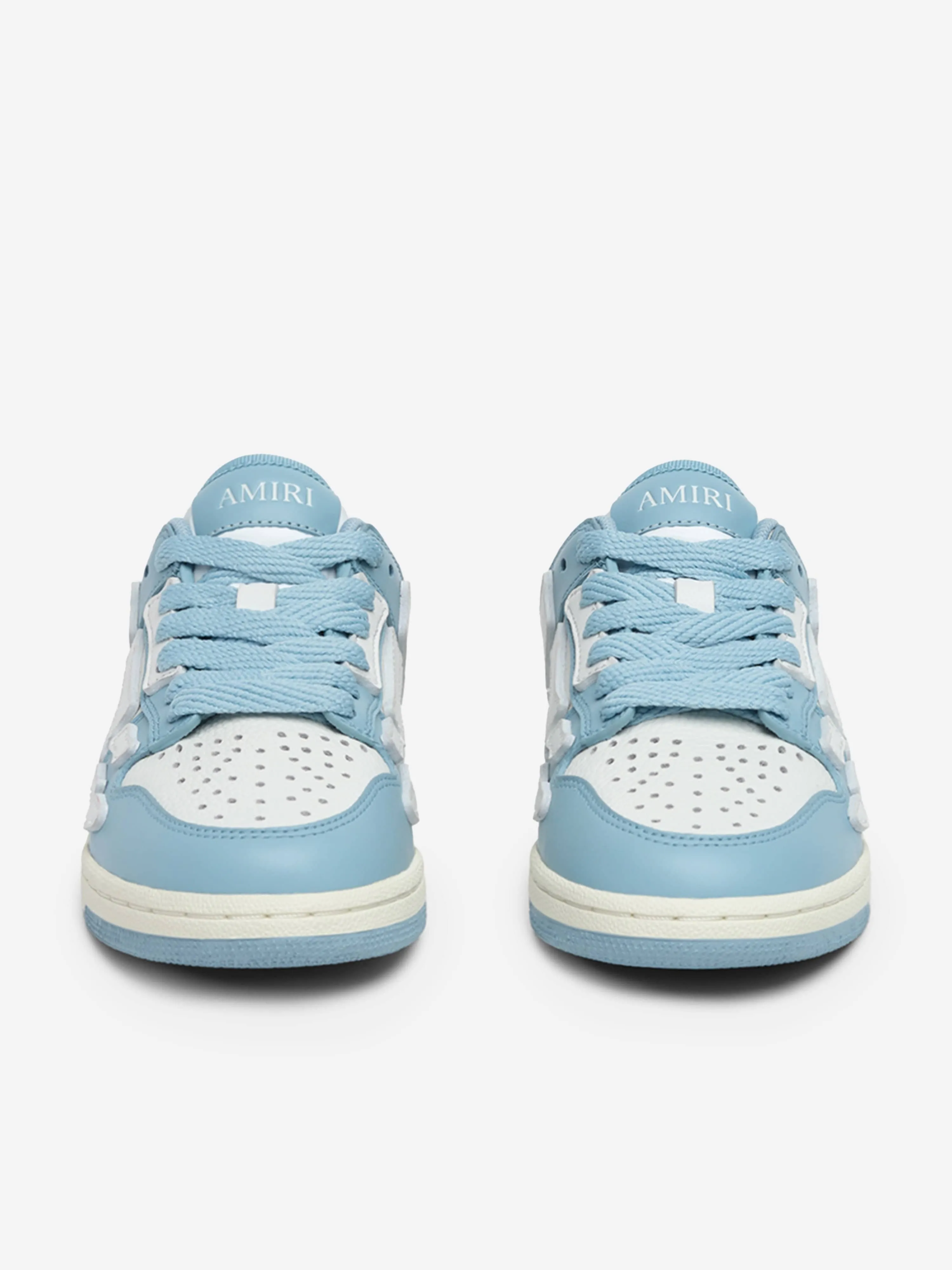 Amiri Kids Leather Skel Top Low Trainers in Blue