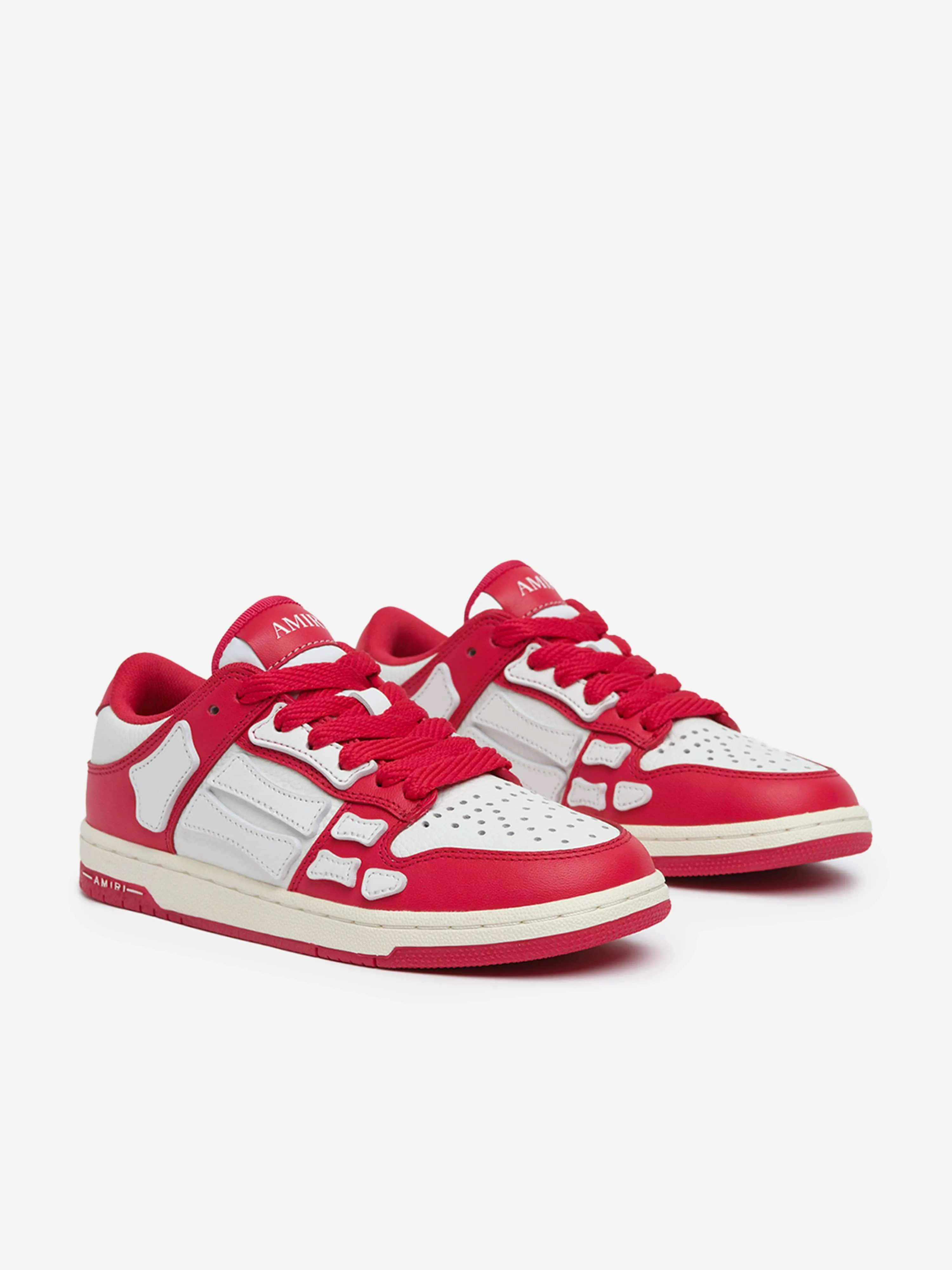 Amiri Kids Leather Skel Top Low Trainers in Red