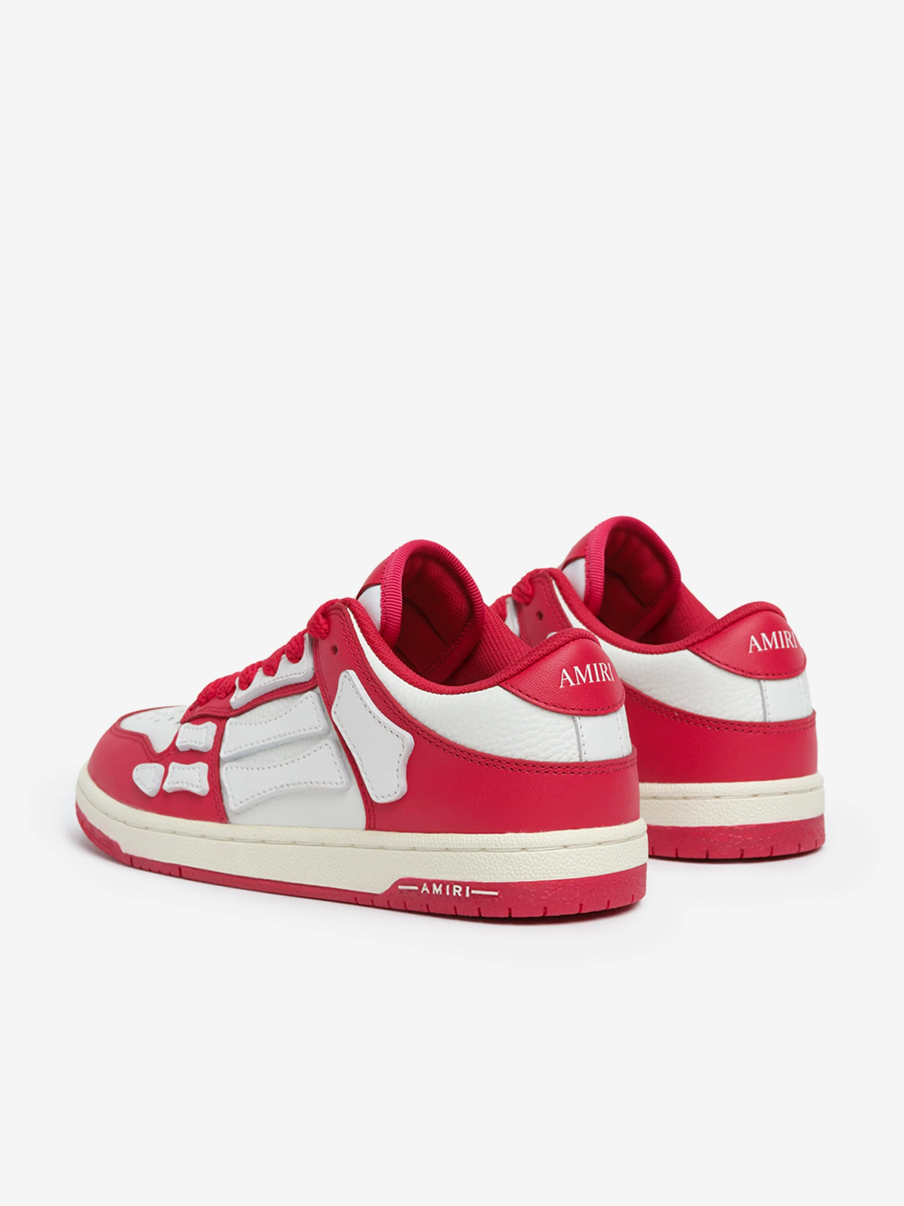 Amiri Kids Leather Skel Top Low Trainers in Red