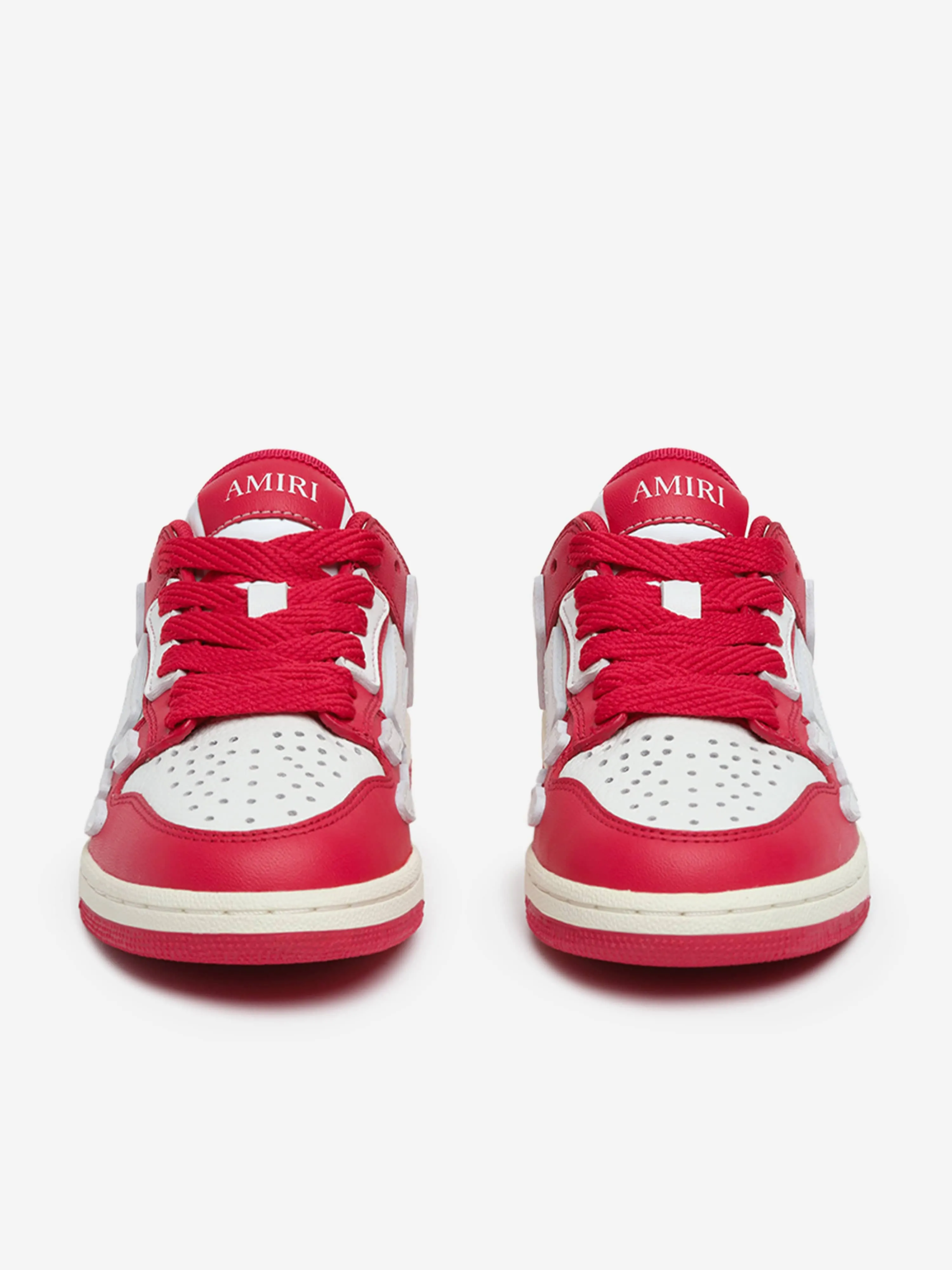 Amiri Kids Leather Skel Top Low Trainers in Red