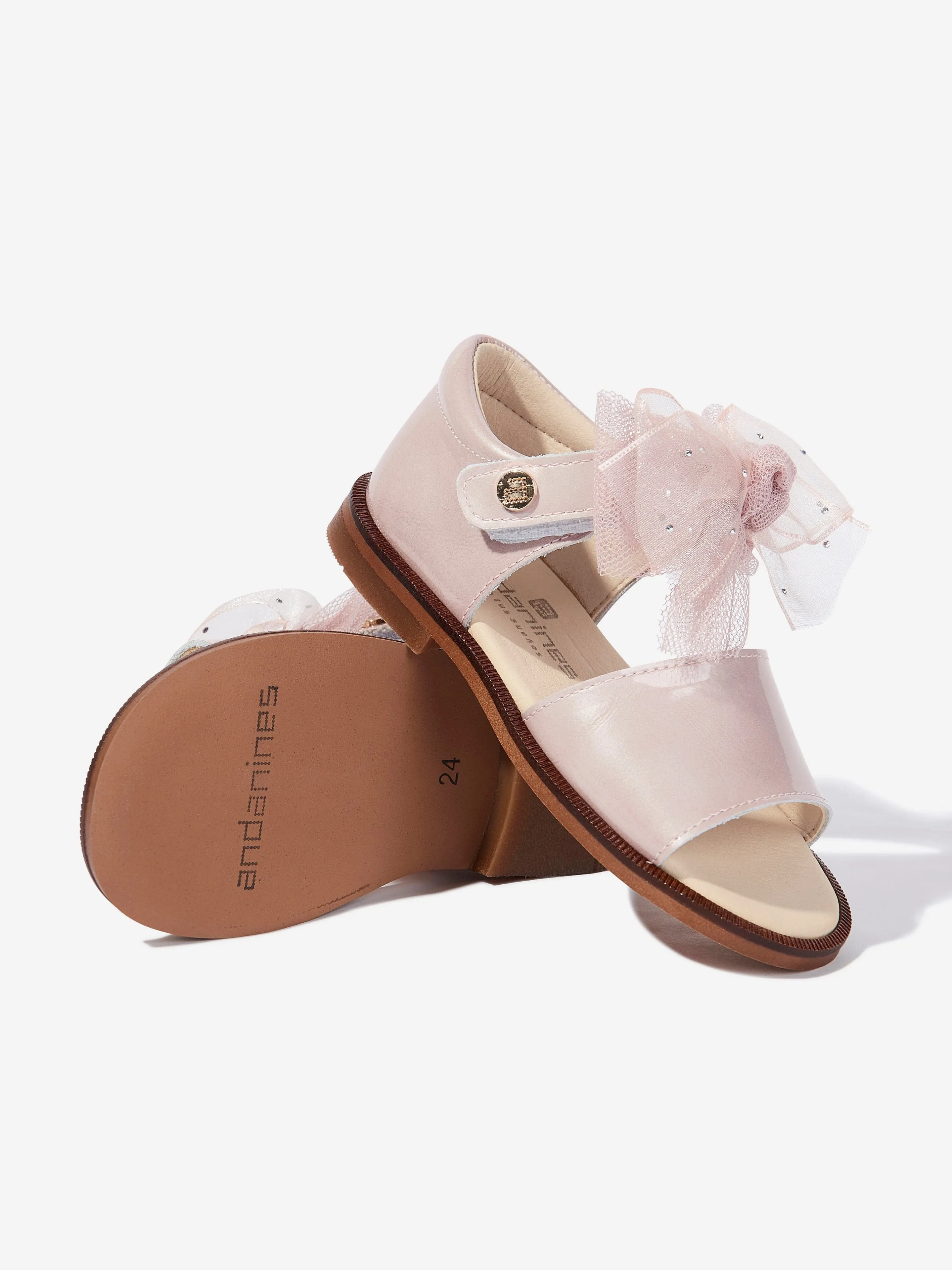 Andanines Girls Bow Sandals in Pink