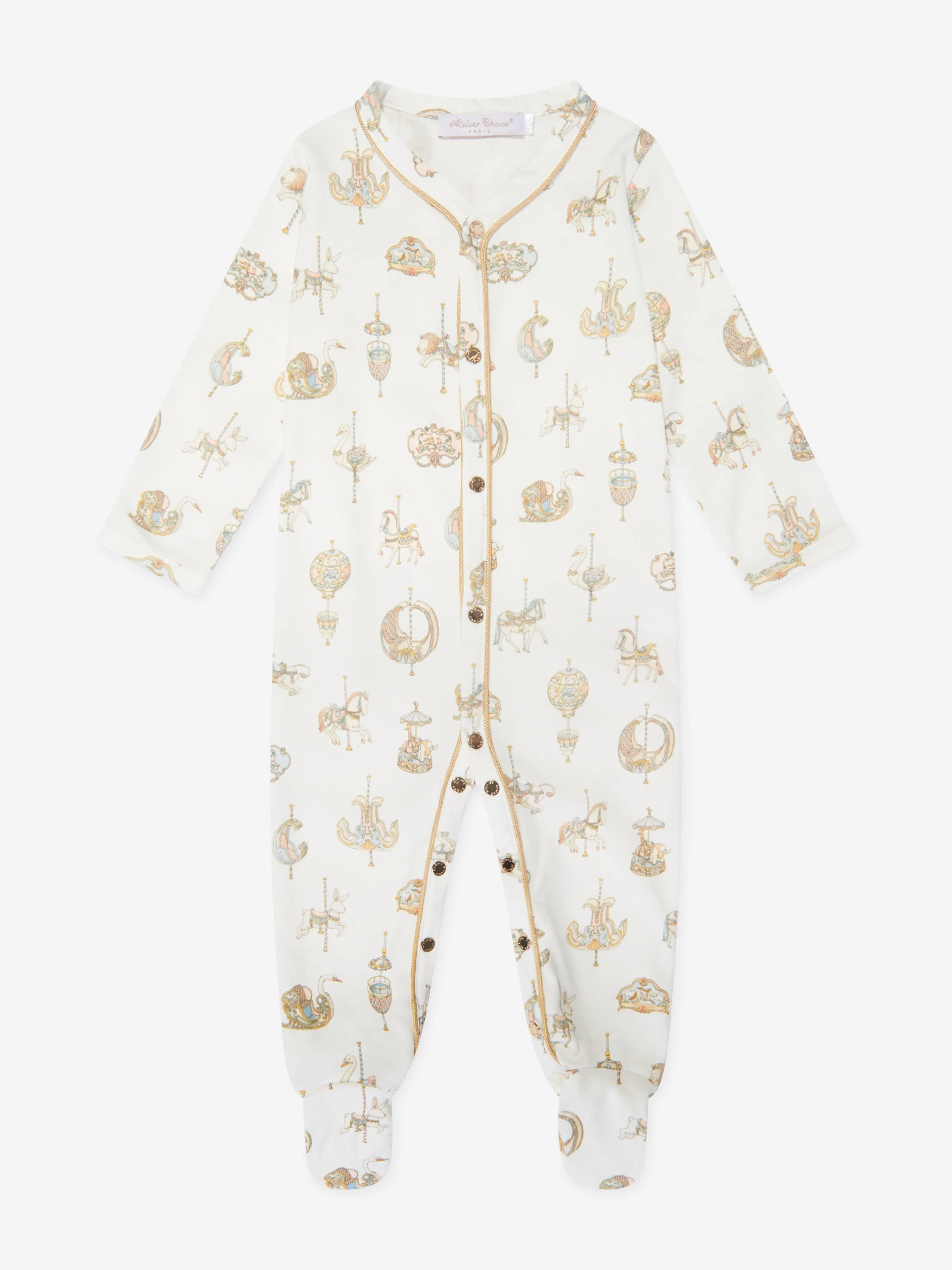 Atelier Choux Baby Carousel Classic Playsuit in White