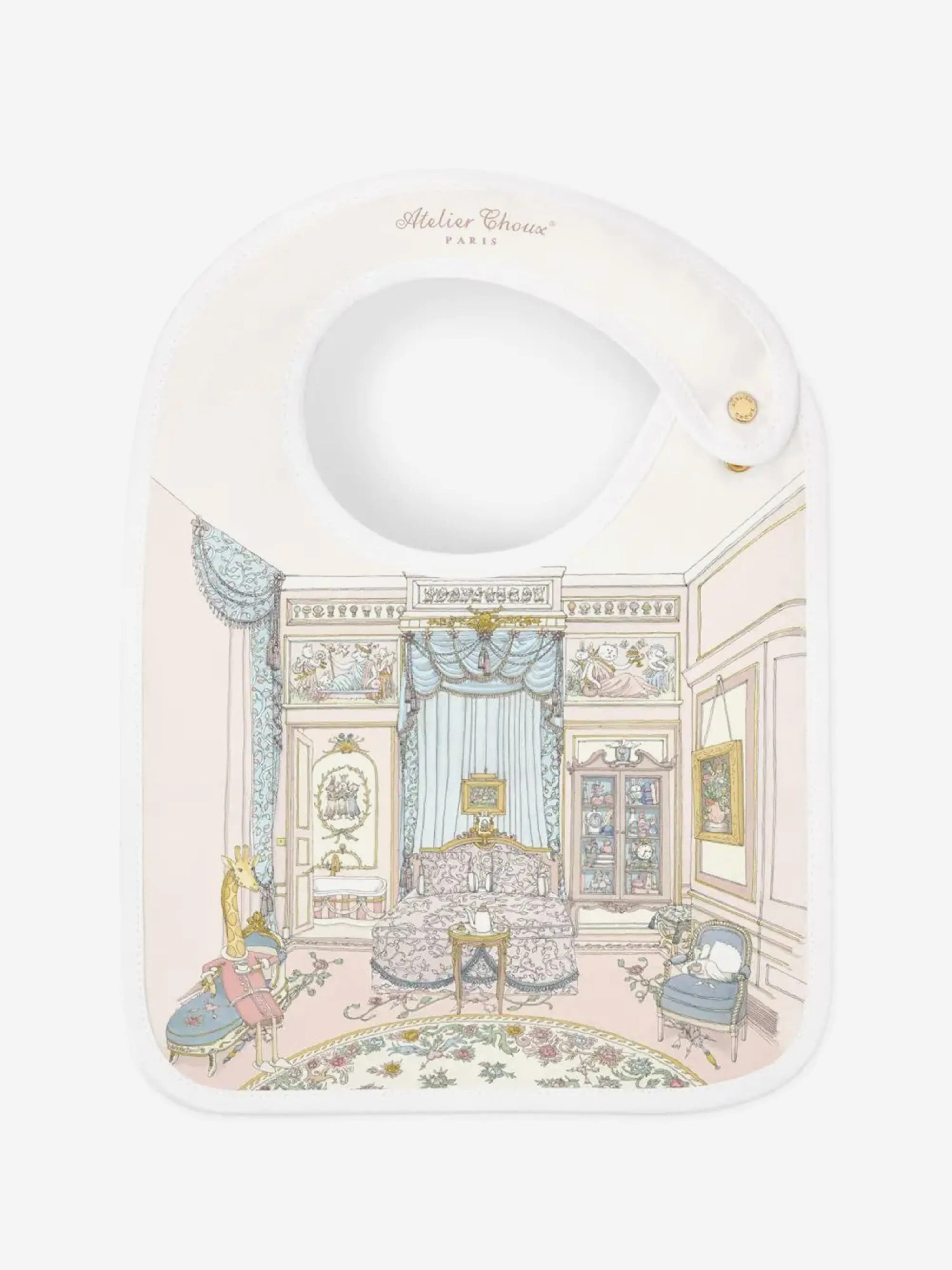 Atelier Choux Baby French Bedroom Carr and Satin Bib Set in Multicolour
