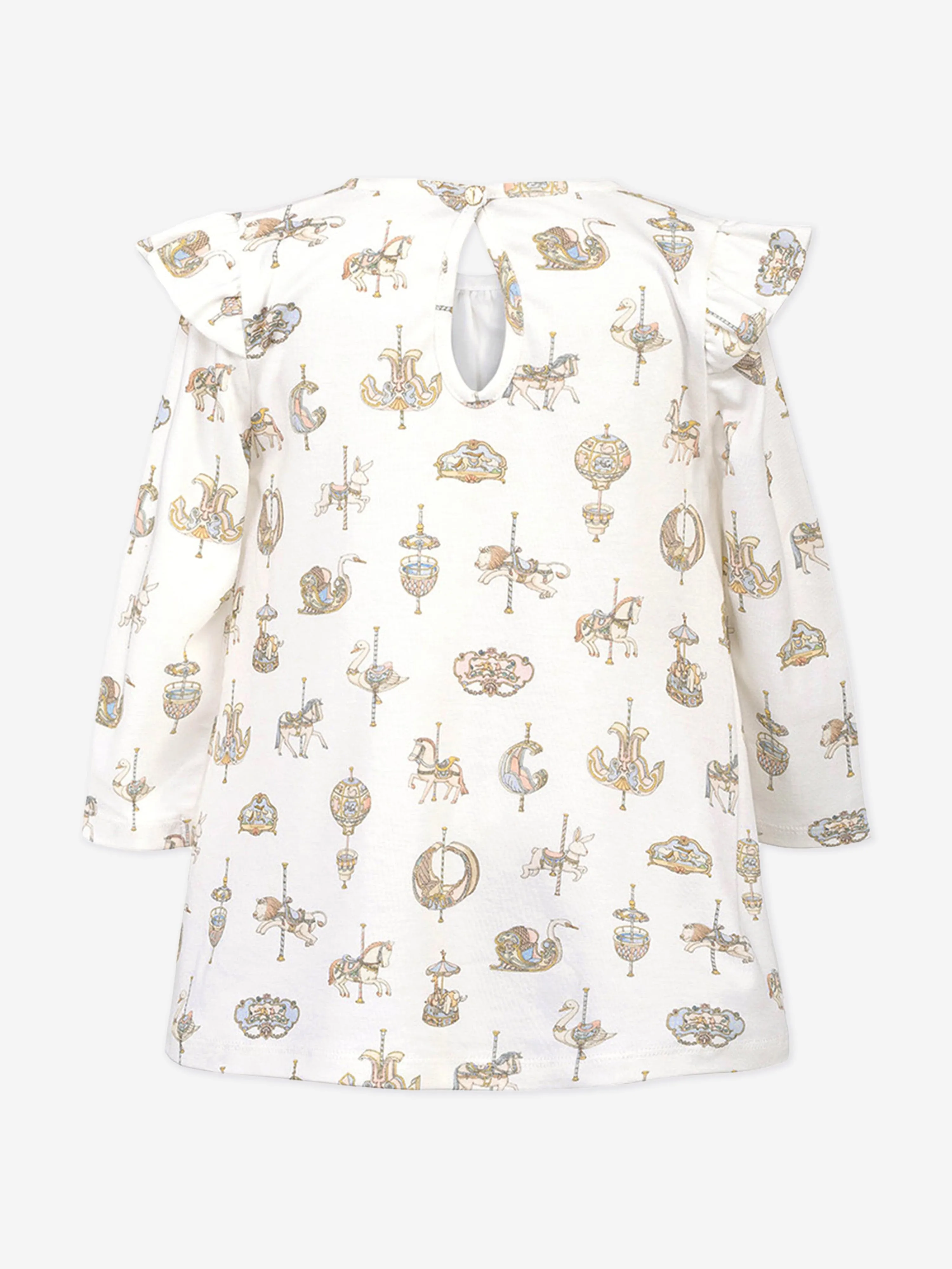 Atelier Choux Baby Girls Carousel Jersey Dress in White