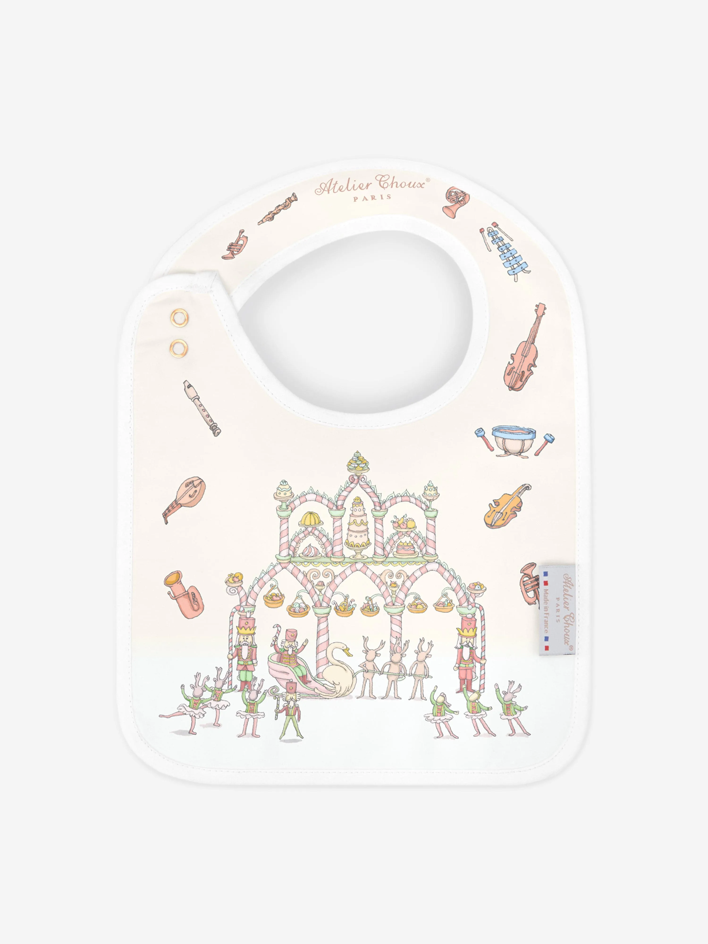 Atelier Choux Baby Opera Satin Bib in White