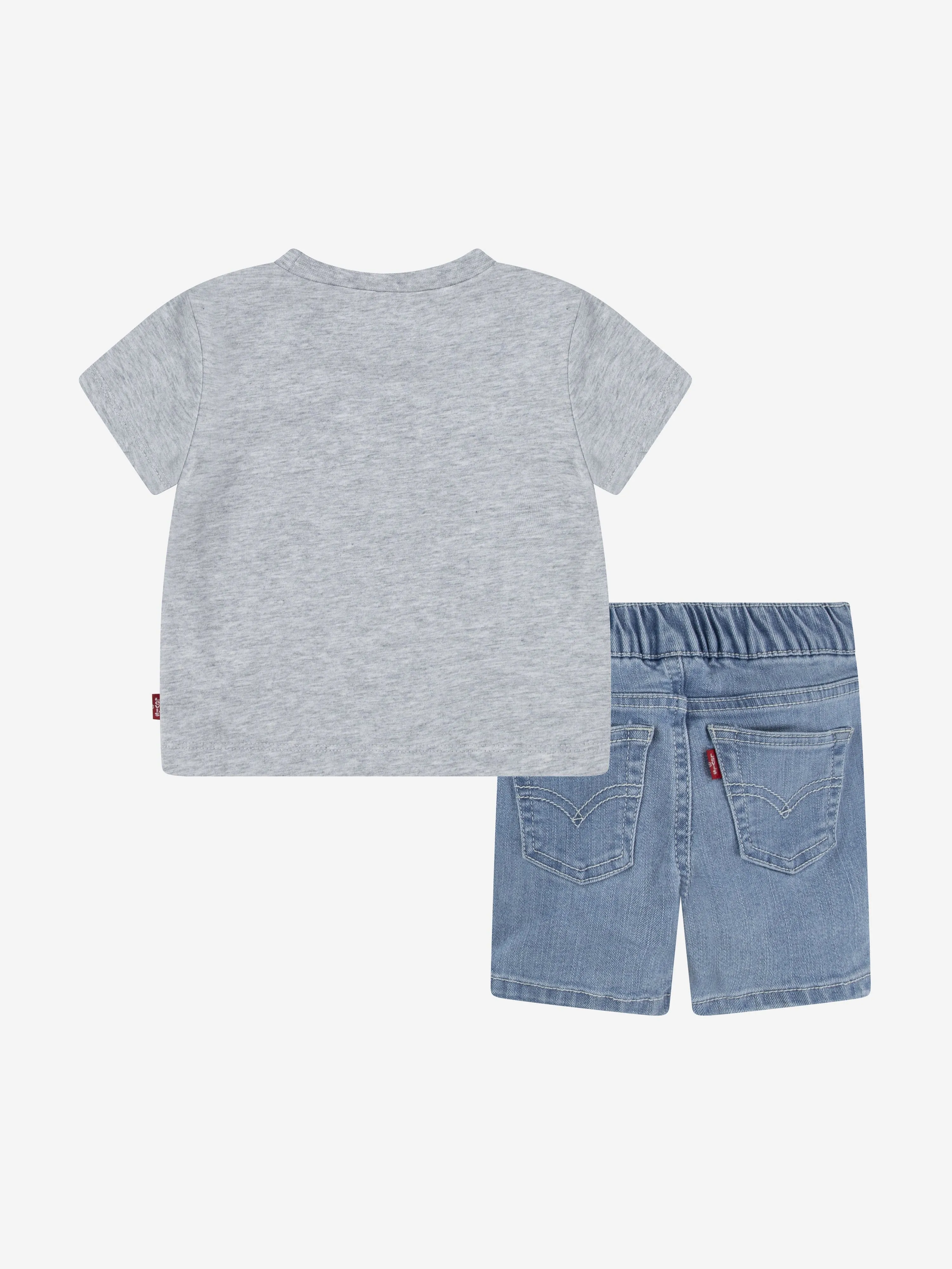 Baby Boys Anchor T-Shirt and Denim Shorts Set in Grey