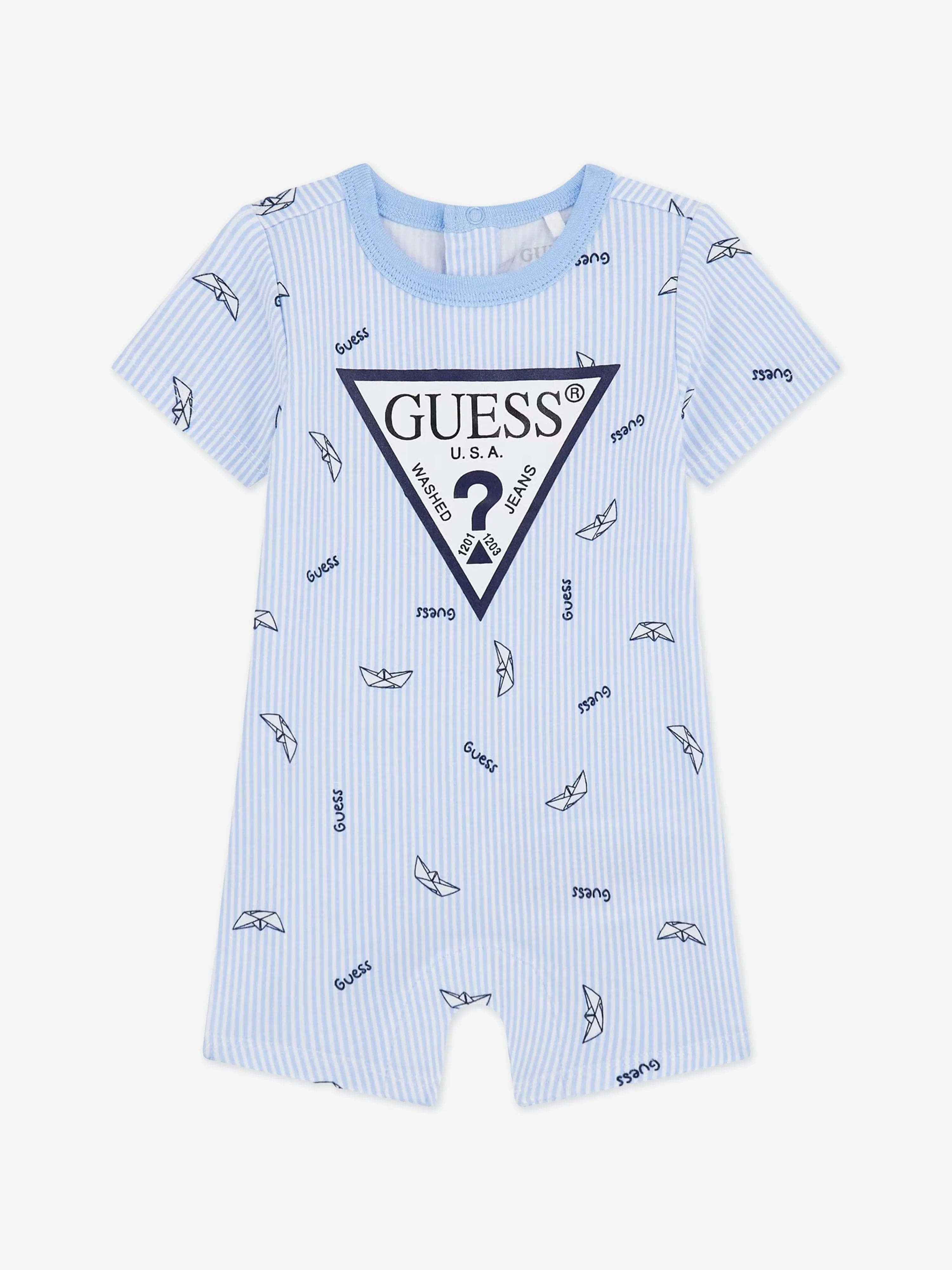 Baby Boys Boat Print Romper in Blue