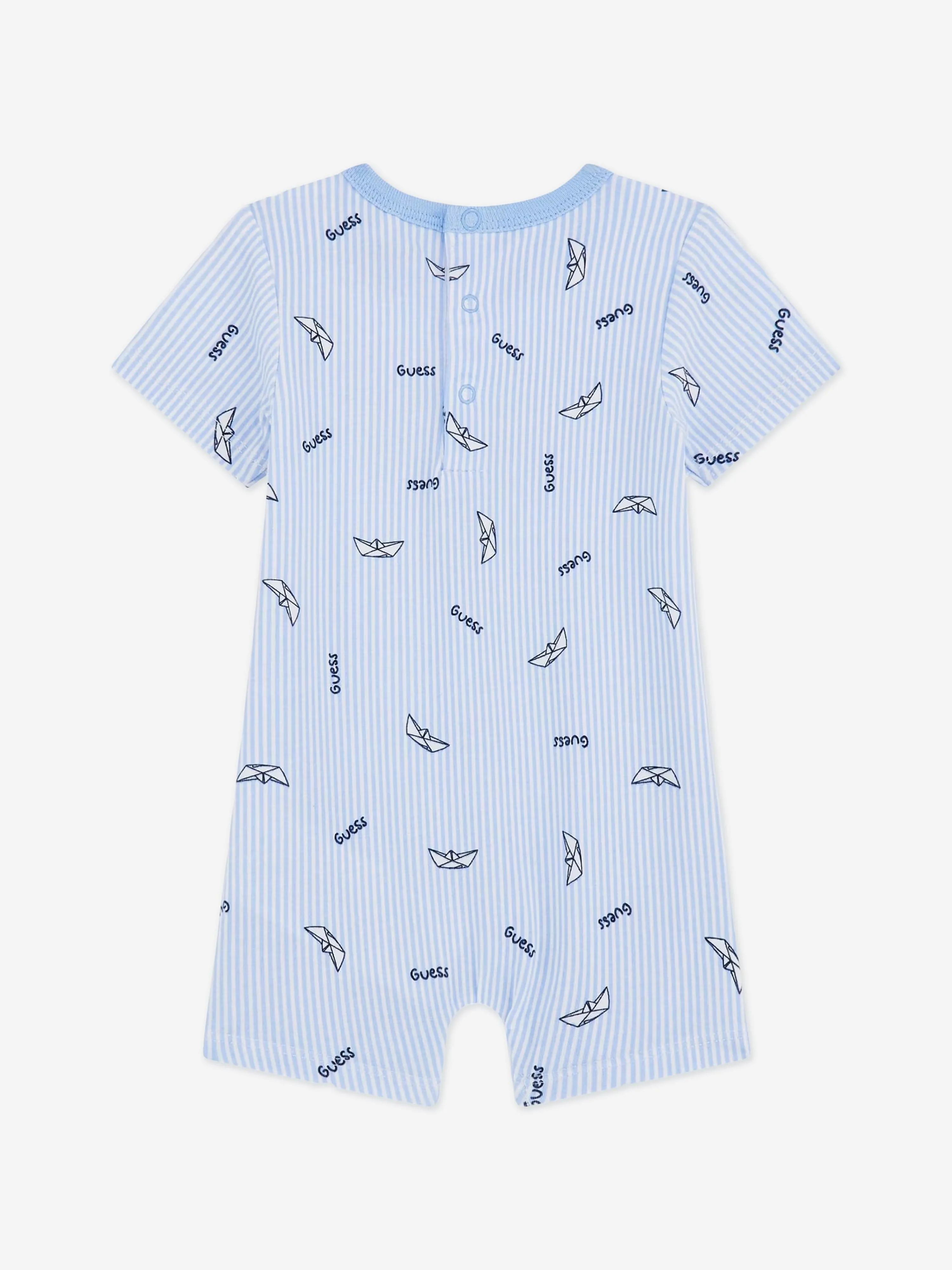 Baby Boys Boat Print Romper in Blue