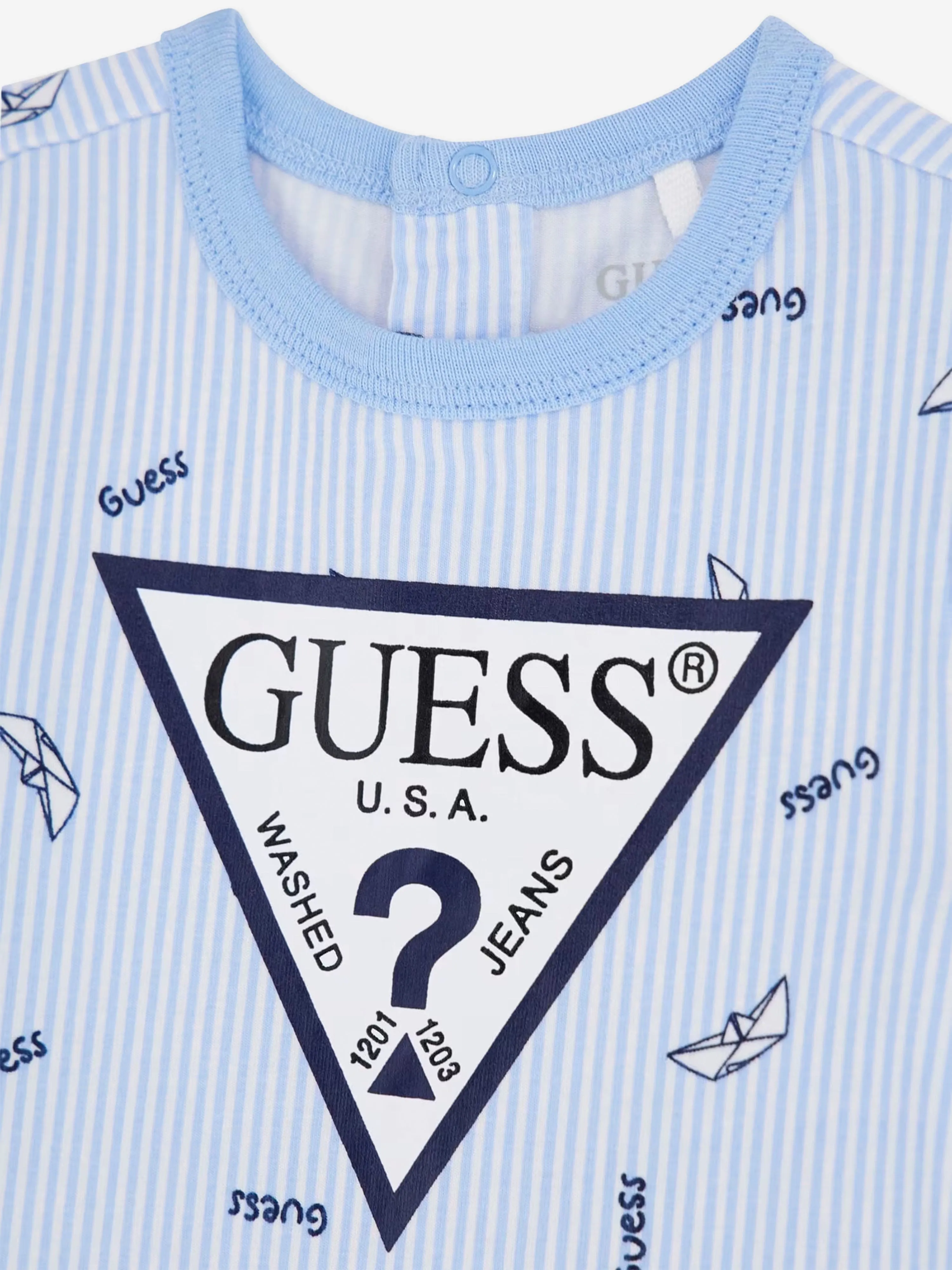 Baby Boys Boat Print Romper in Blue