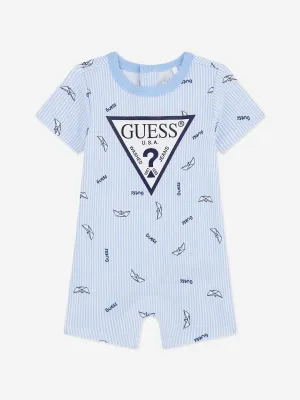 Baby Boys Boat Print Romper in Blue