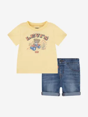 Baby Boys Four Wheeler Denim Set in Yellow