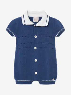 Baby Boys Knitted Romper in Blue