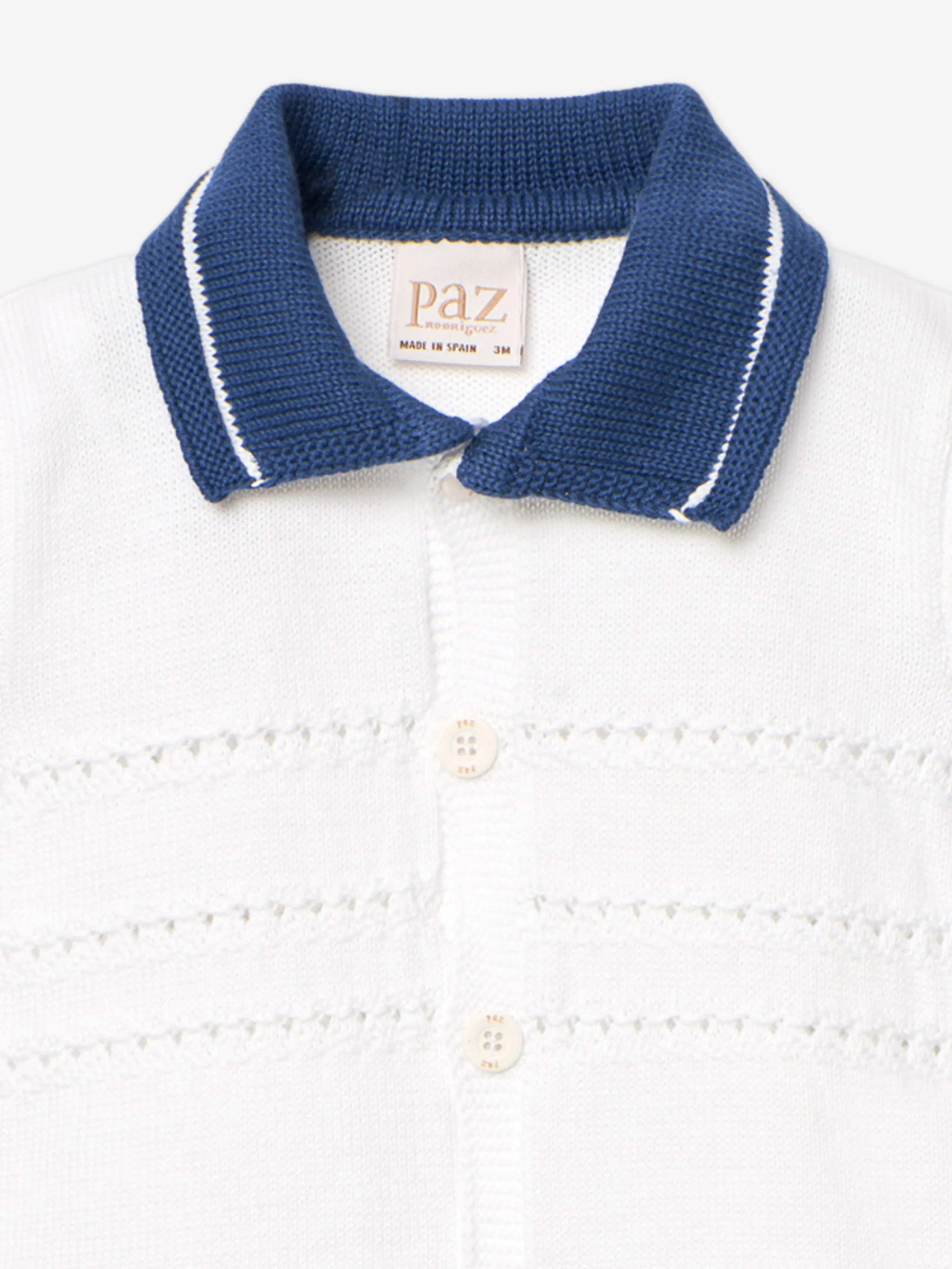 Baby Boys Knitted Romper in White