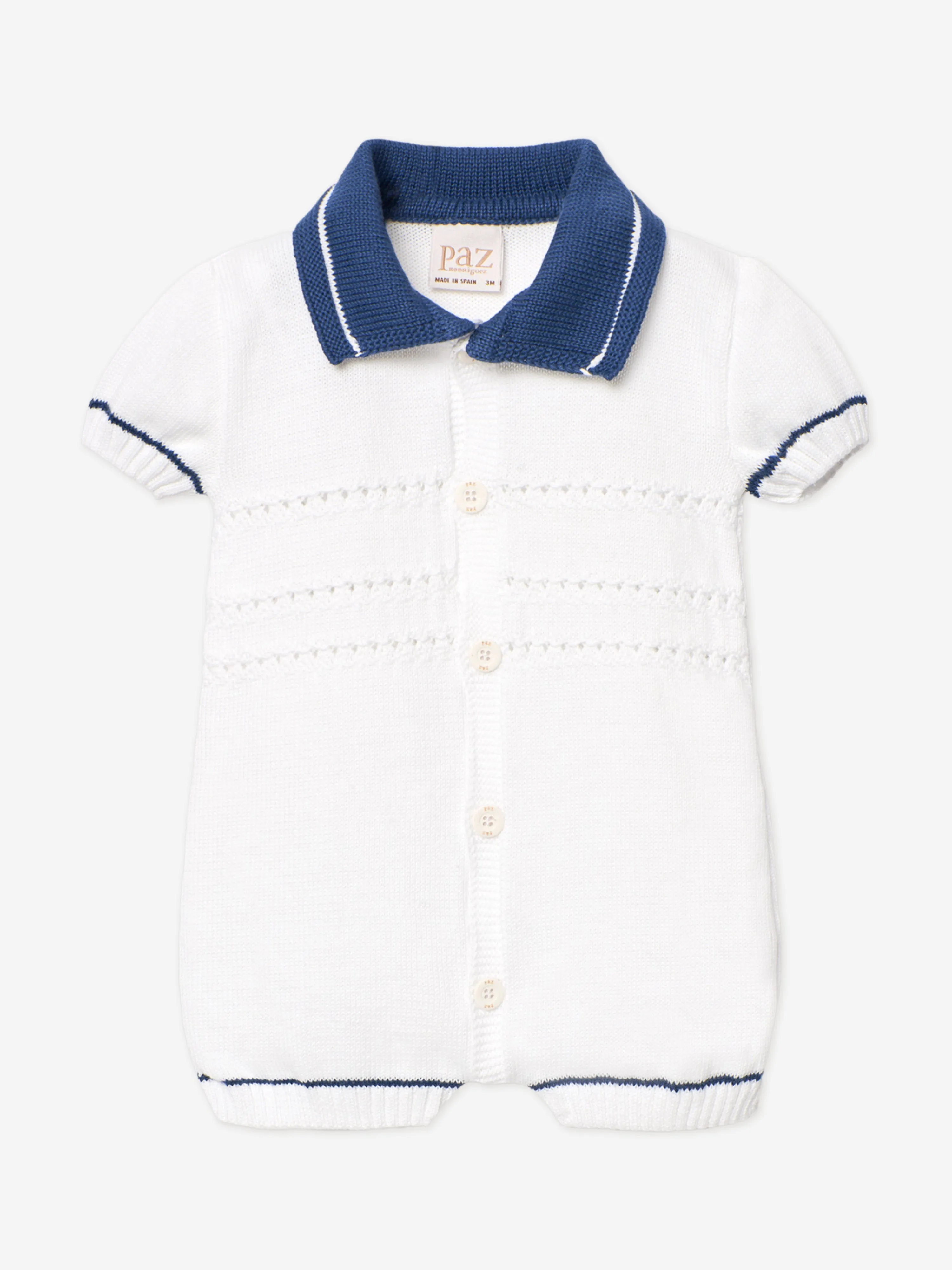 Baby Boys Knitted Romper in White
