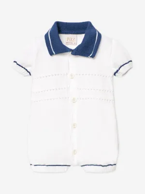Baby Boys Knitted Romper in White