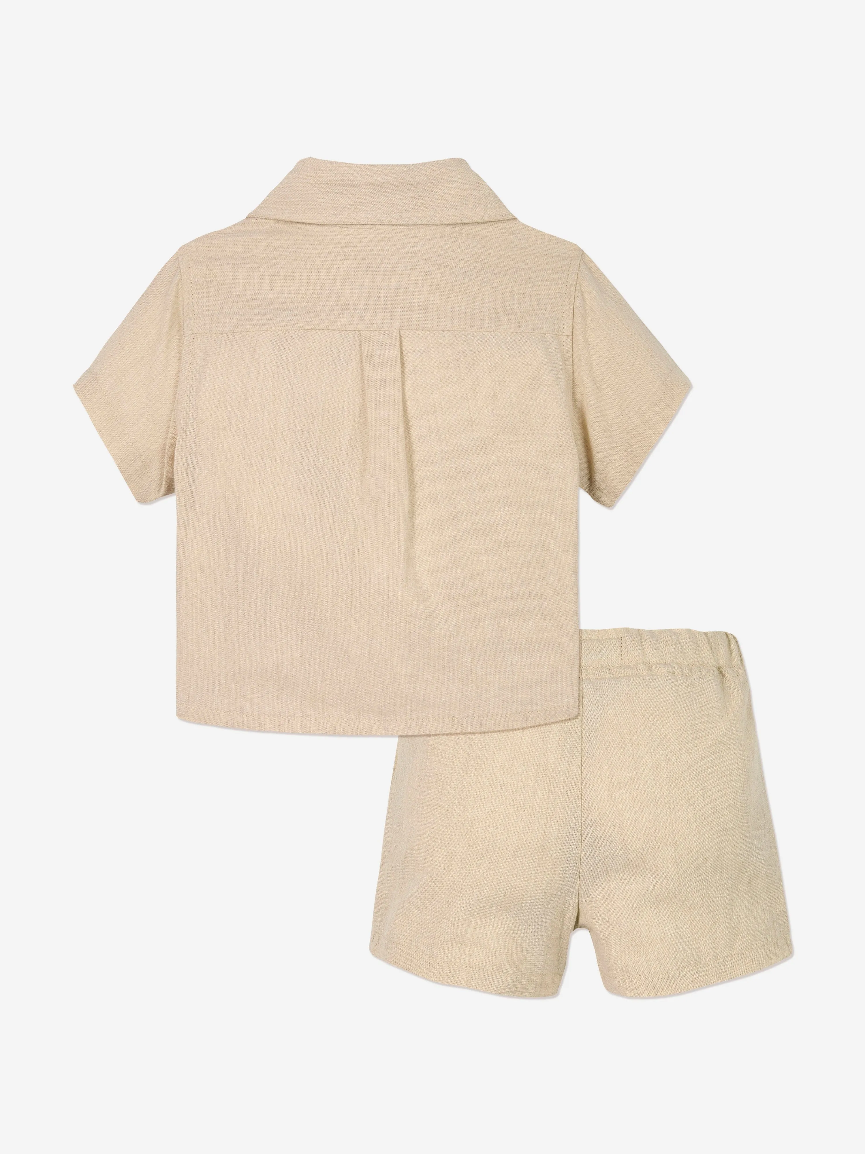 Baby Boys Linen Short Set in Beige