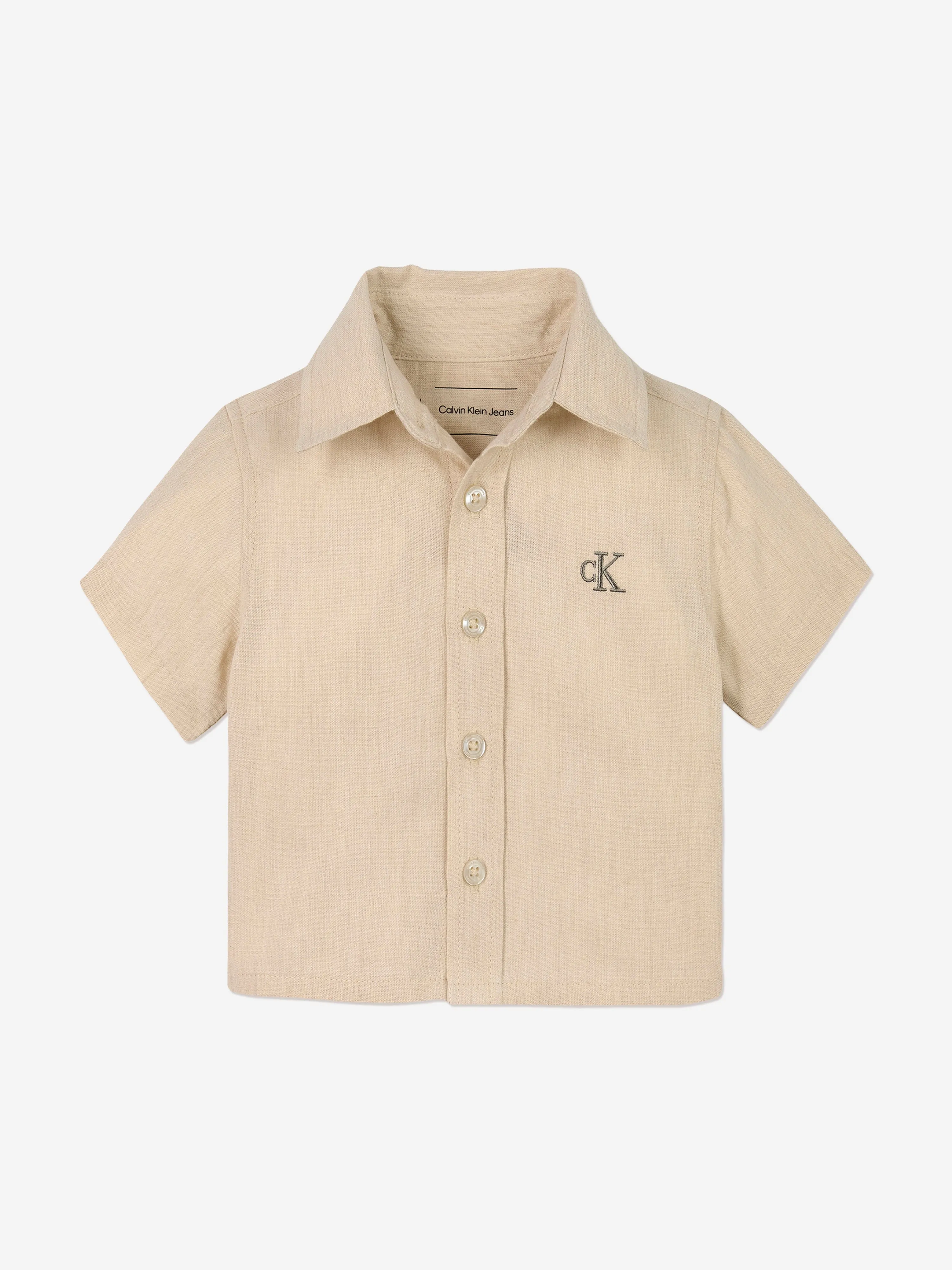 Baby Boys Linen Short Set in Beige
