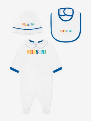 Baby Boys Logo Babygrow Set in White