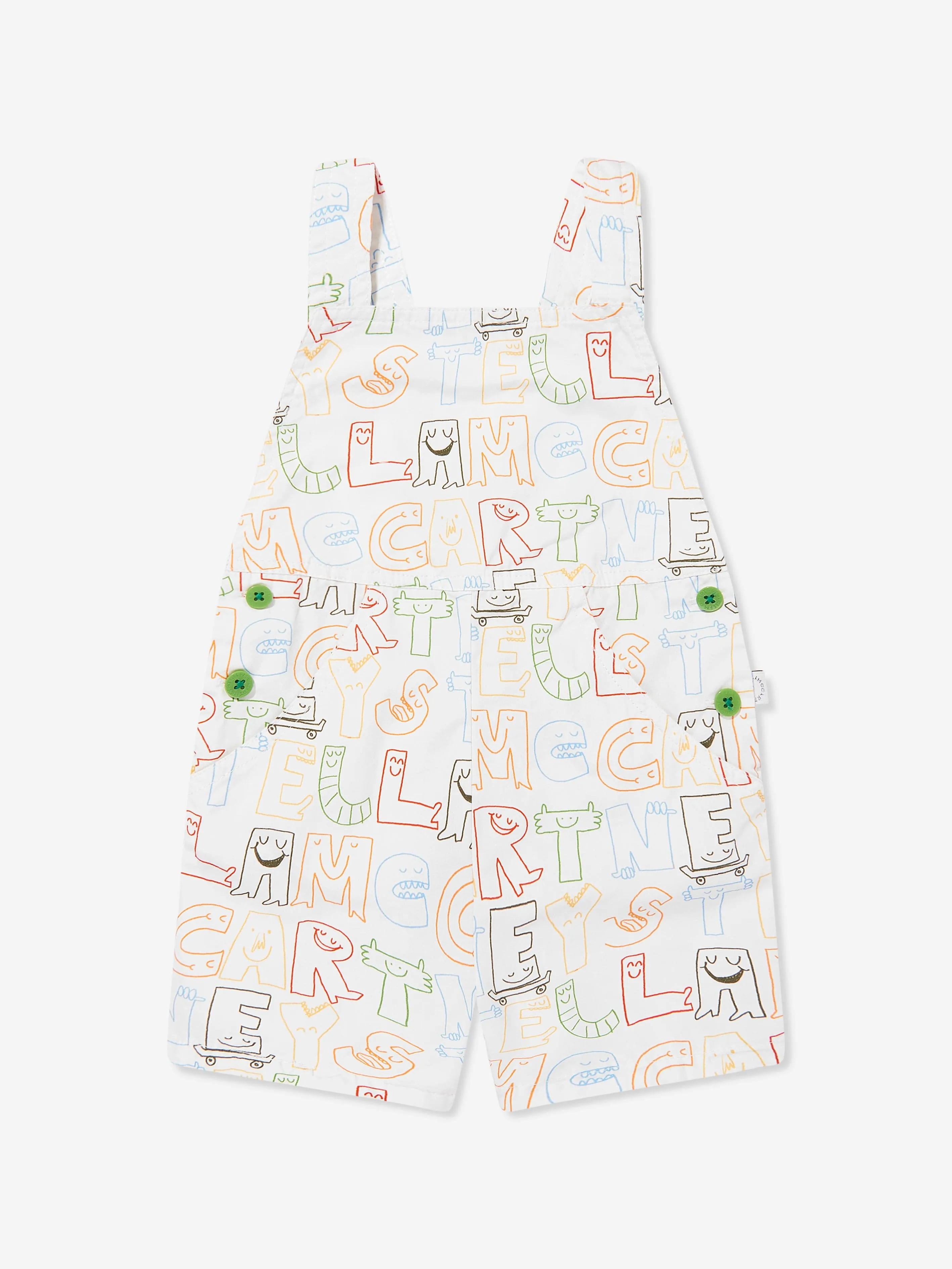 Baby Boys Logo Dungarees in Ivory