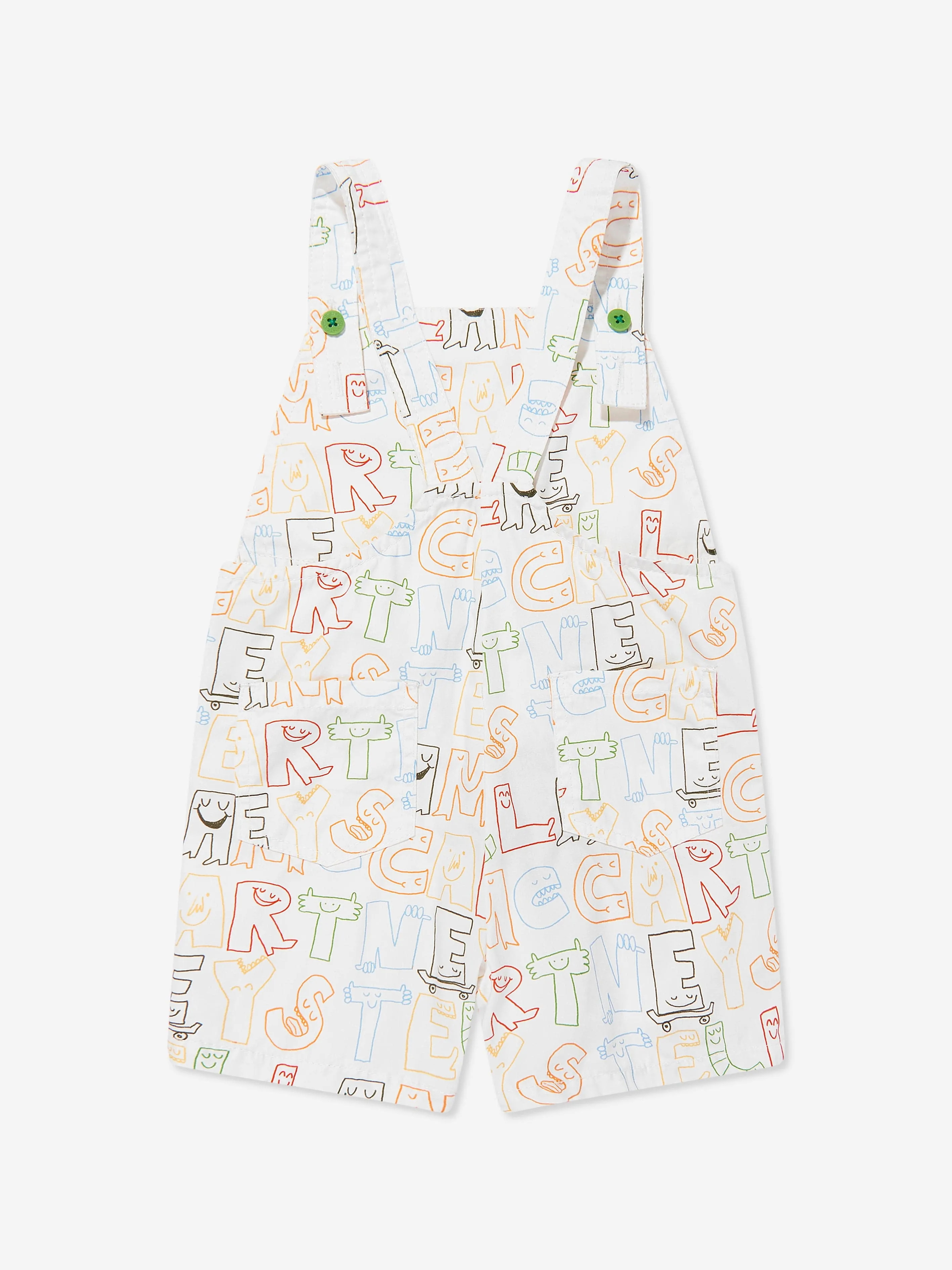 Baby Boys Logo Dungarees in Ivory