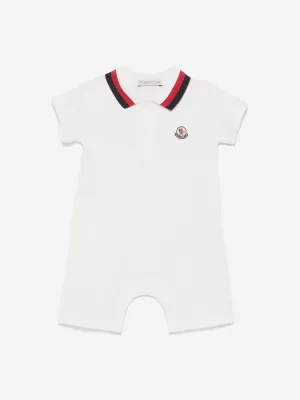 Baby Boys Logo Romper in Ivory