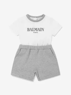 Baby Boys Logo Romper in White