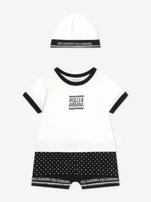 Baby Boys Romper Set in White