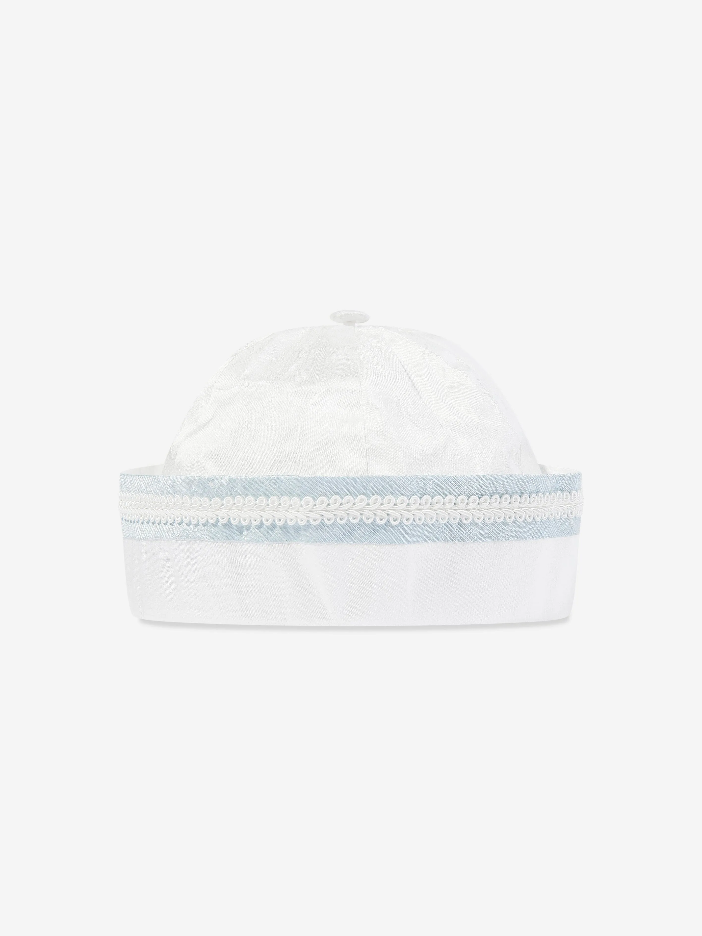 Baby Boys Silk Romper and Hat in Ivory