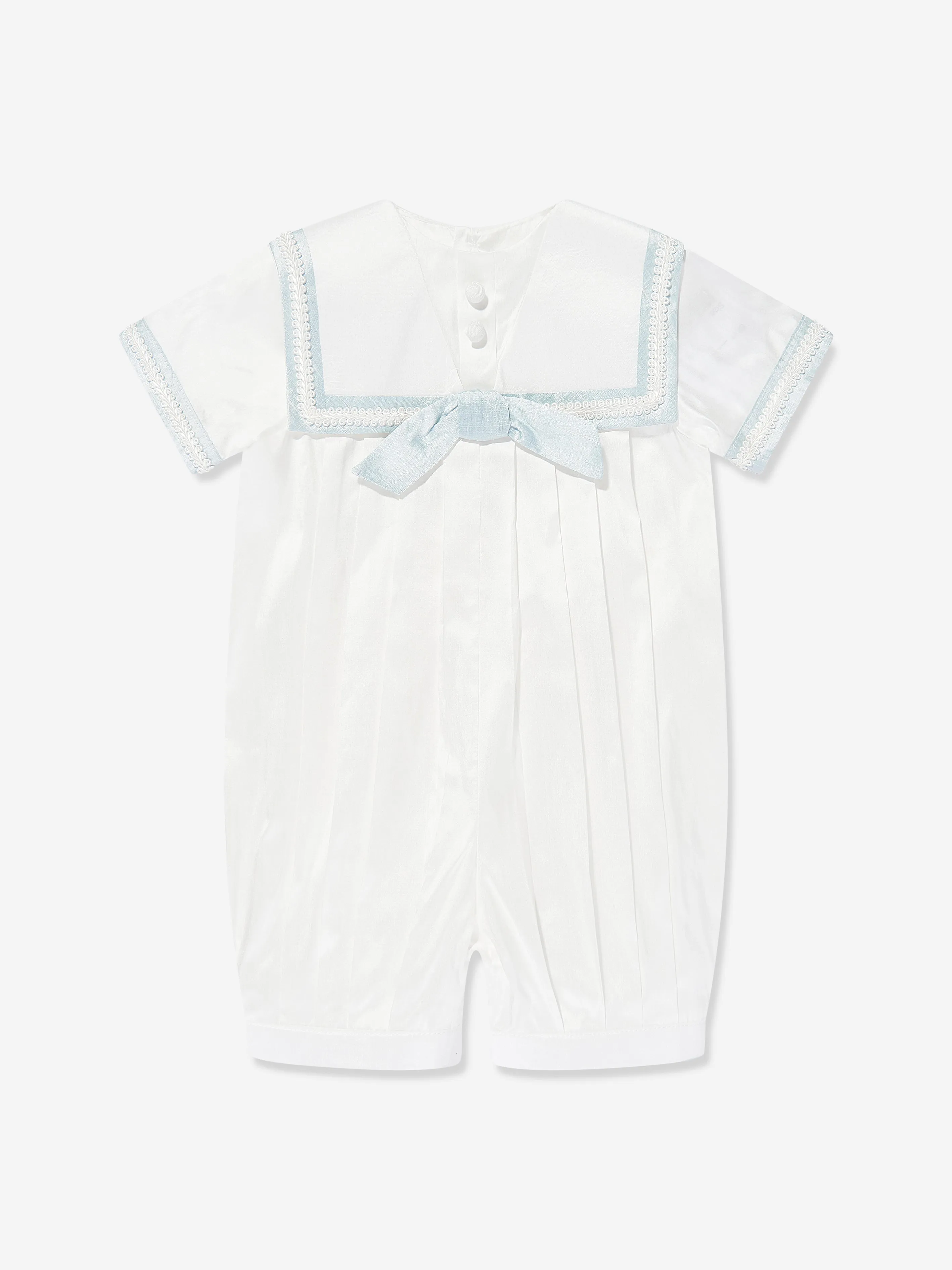 Baby Boys Silk Romper and Hat in Ivory