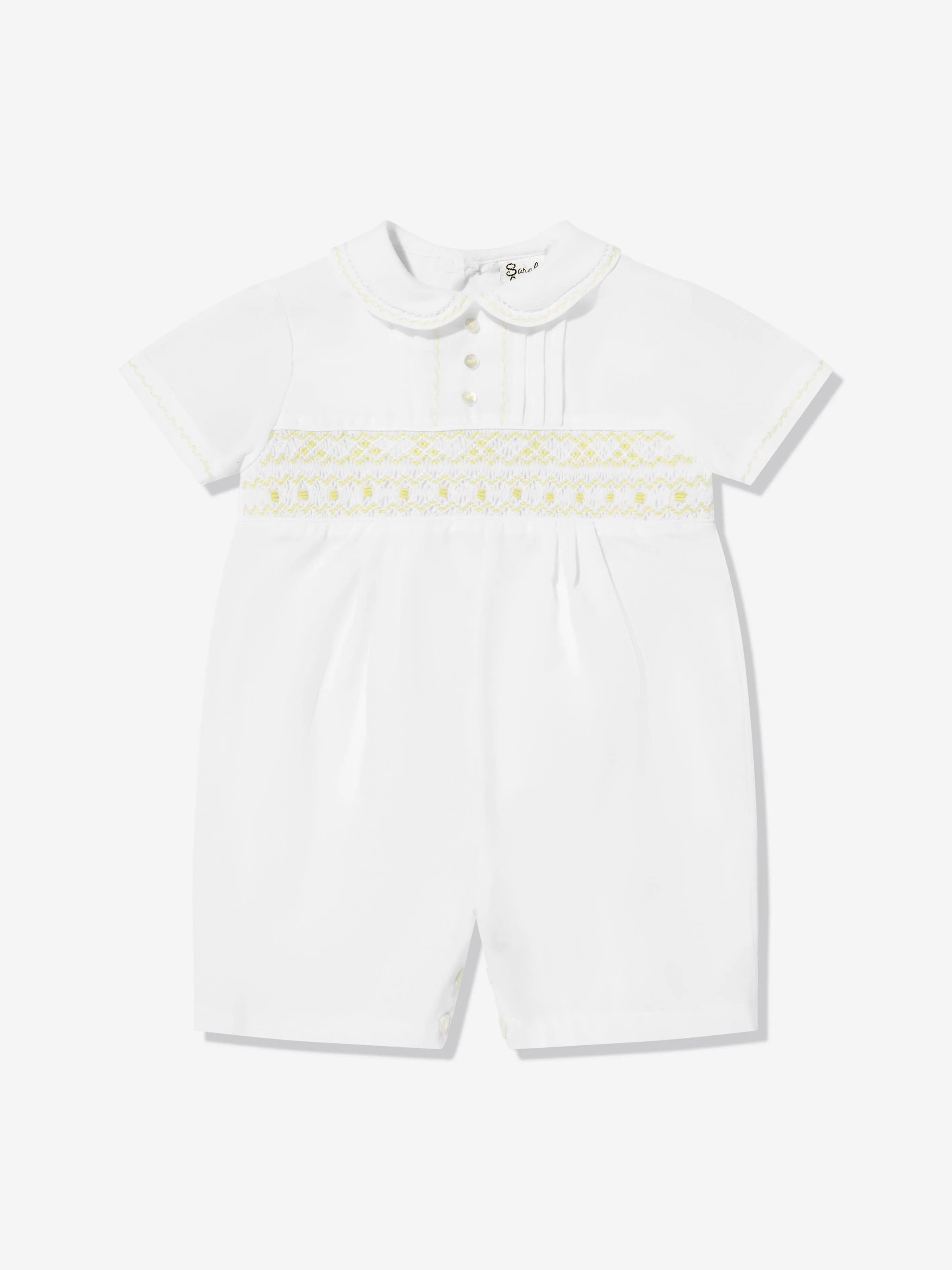Baby Boys Smocked Romper in White