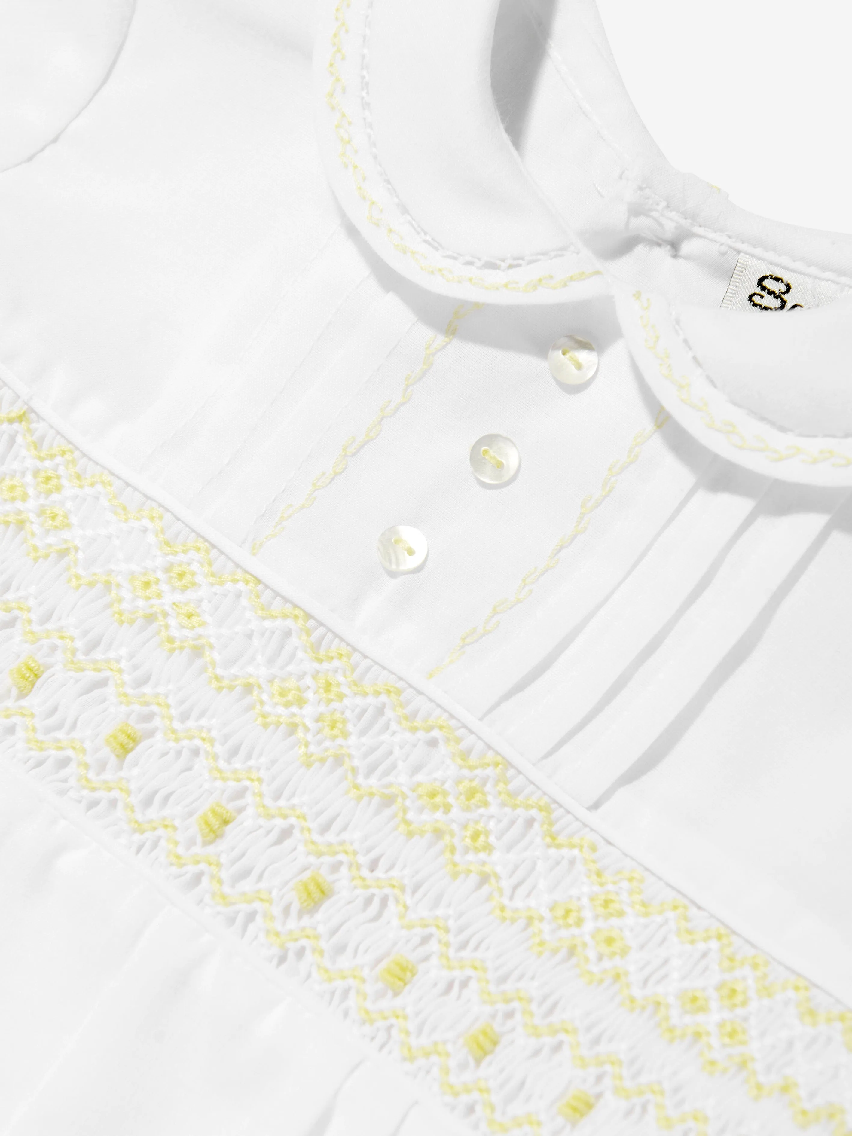 Baby Boys Smocked Romper in White