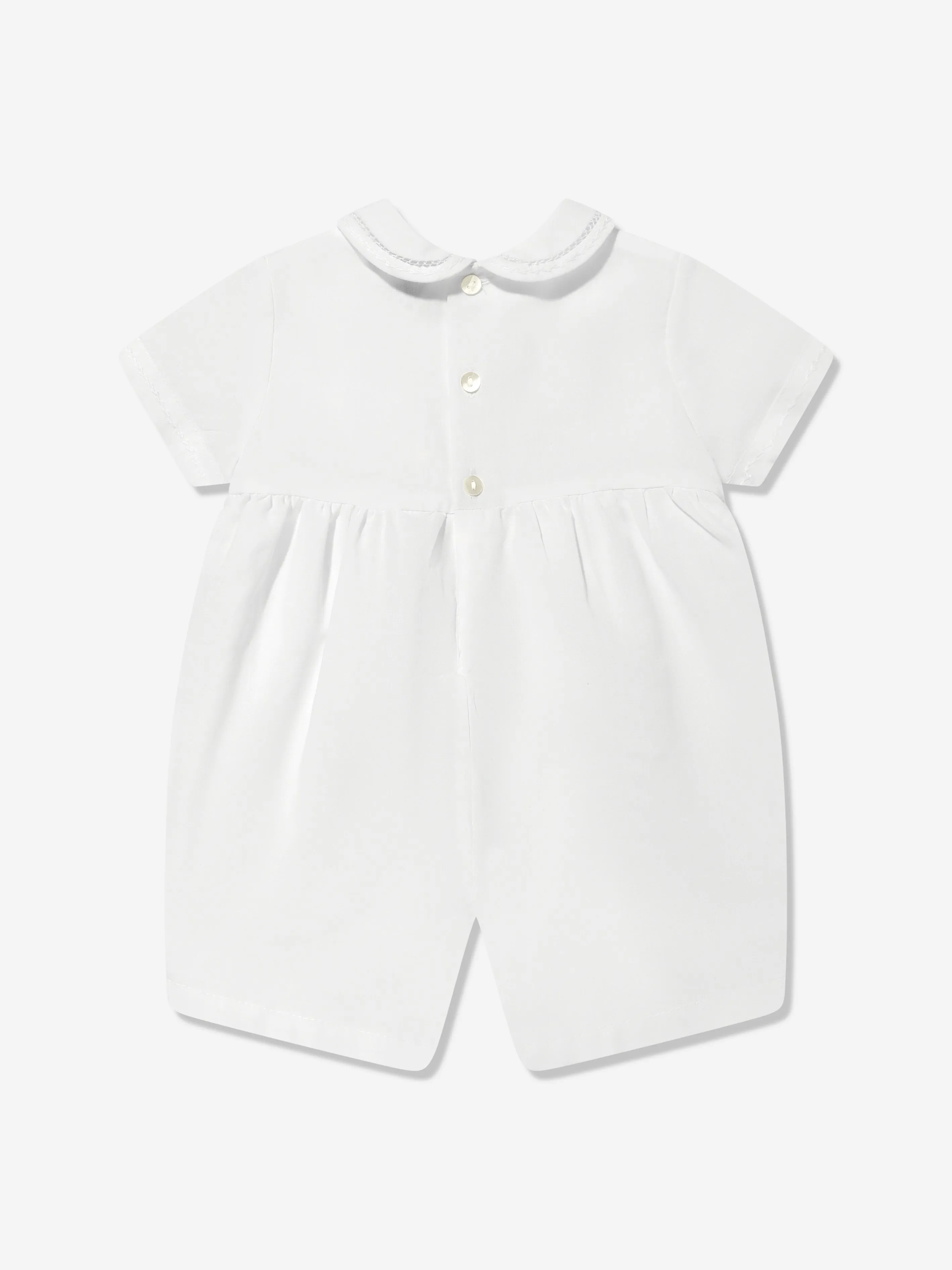 Baby Boys Smocked Romper in White