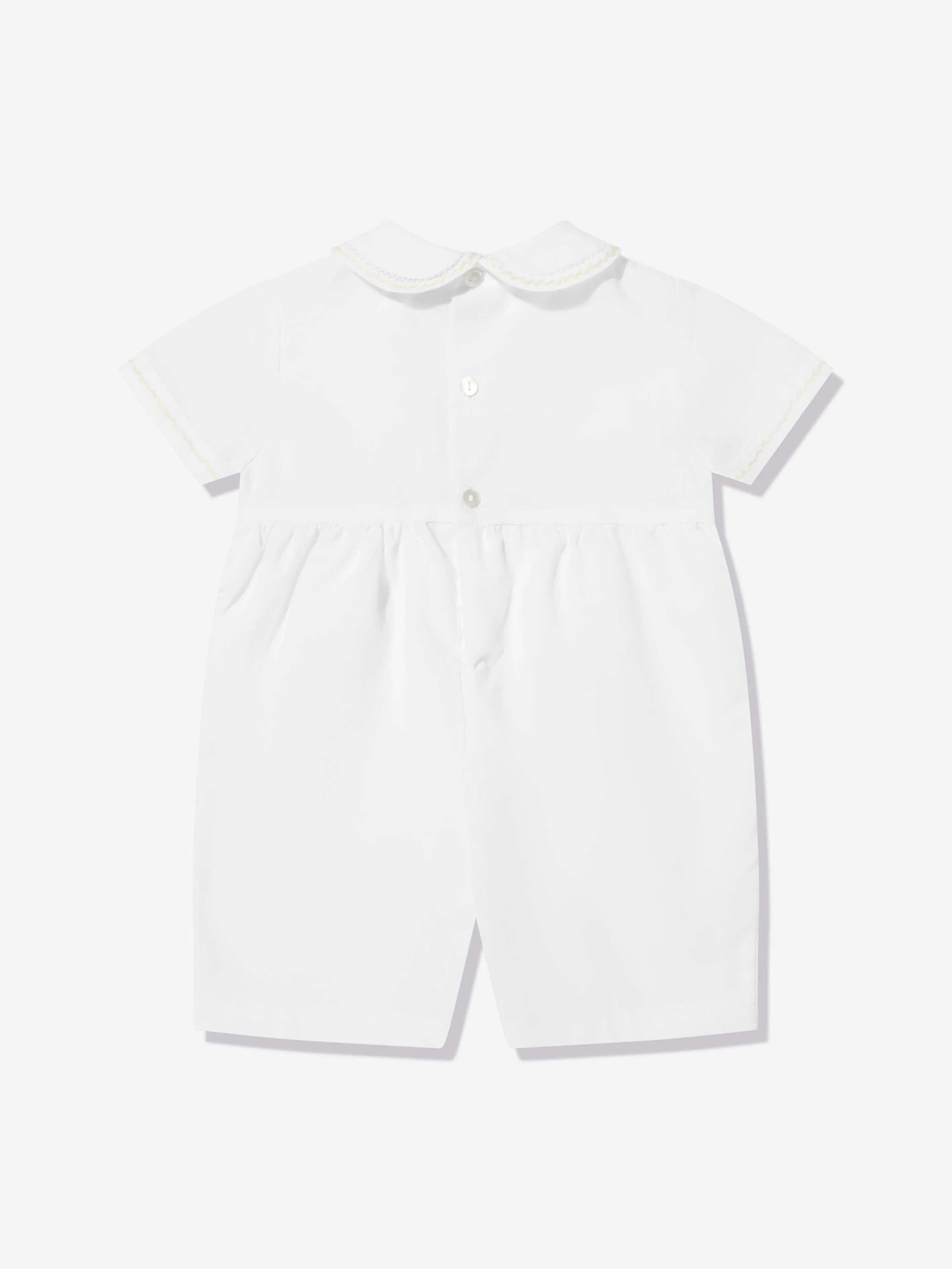 Baby Boys Smocked Romper in White