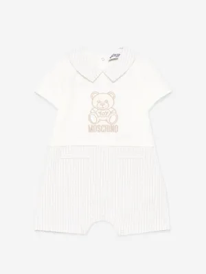 Baby Boys Teddy Bear Romper in Ivory