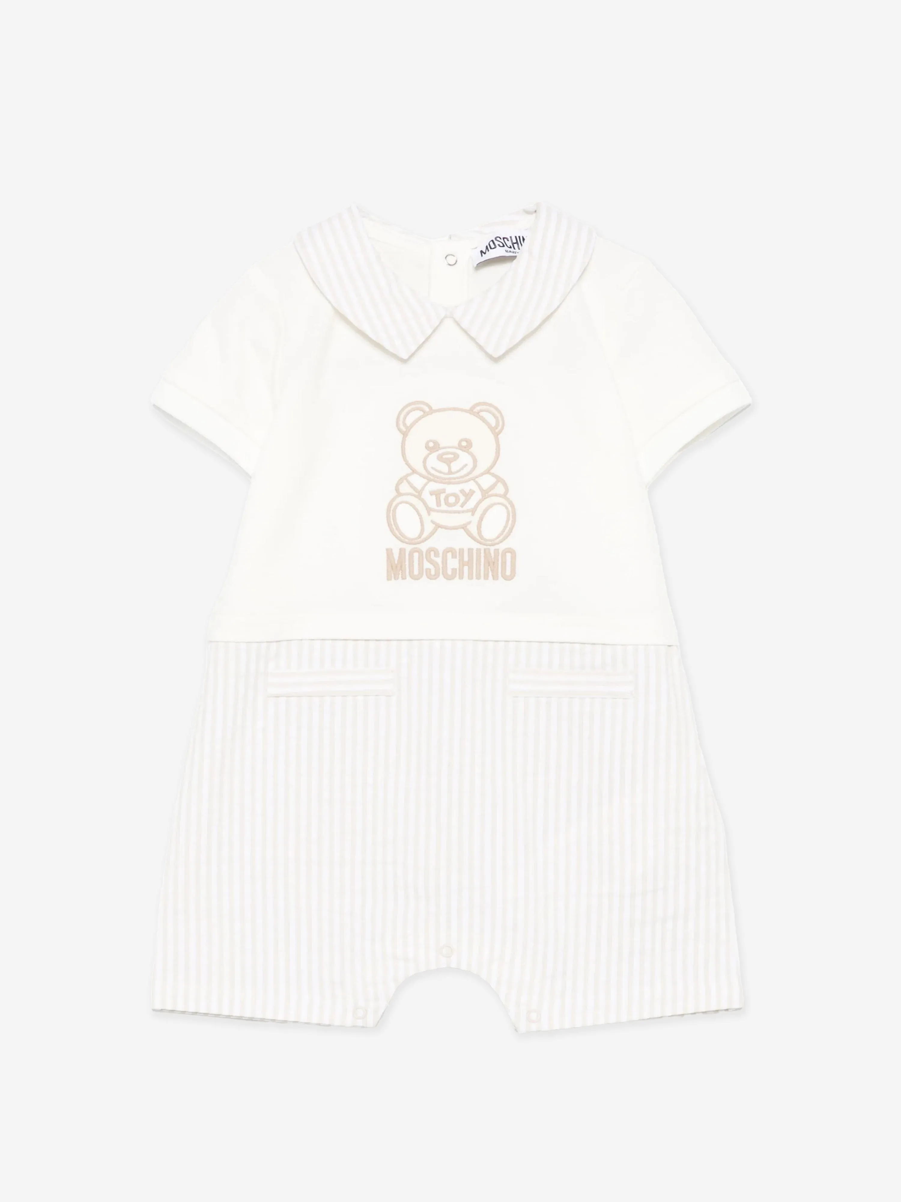 Baby Boys Teddy Bear Romper in Ivory