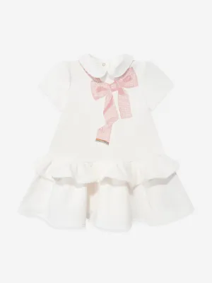Baby Girls Bow Dress in White