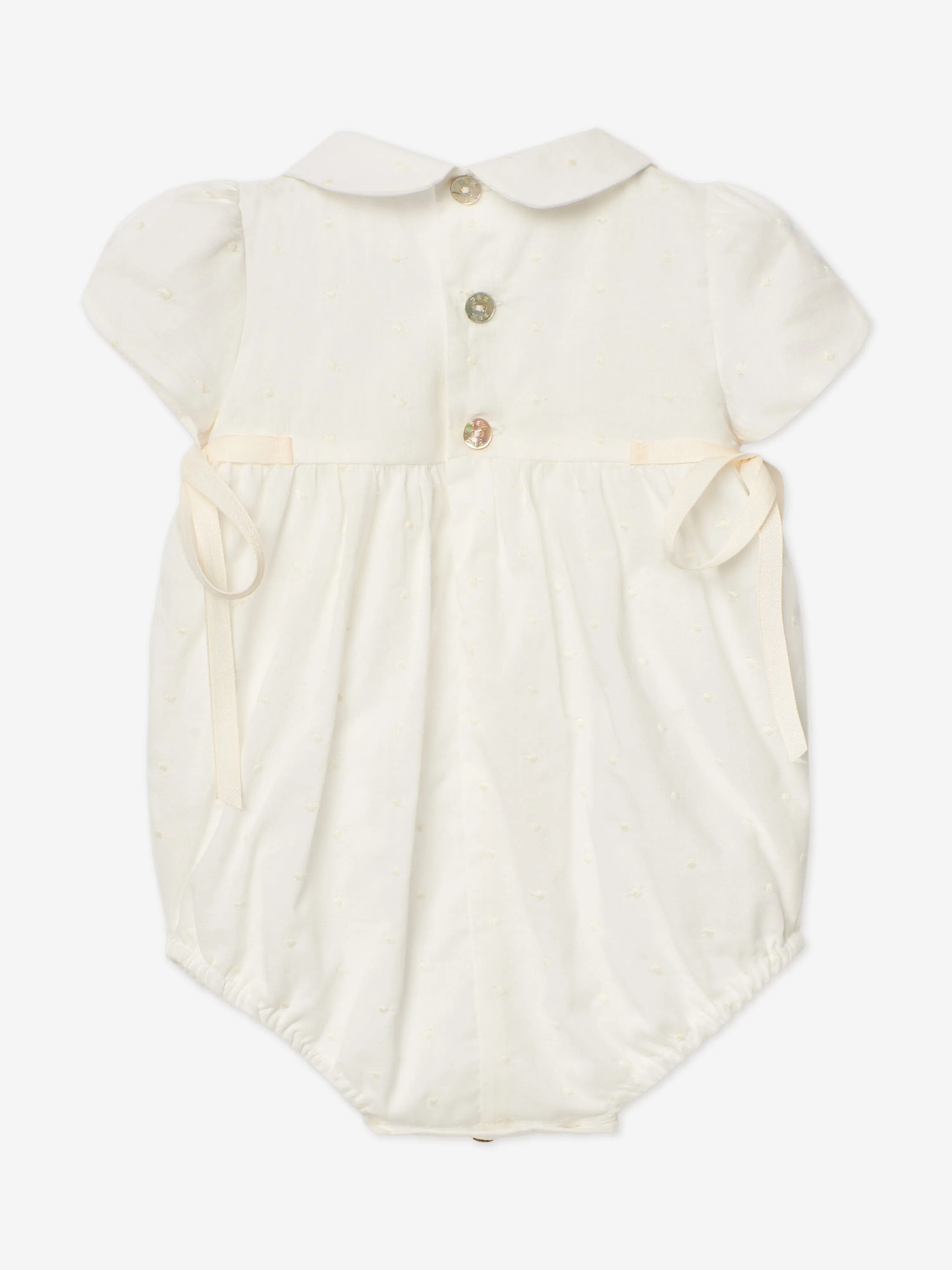 Baby Girls Cotton Romper in Ivory