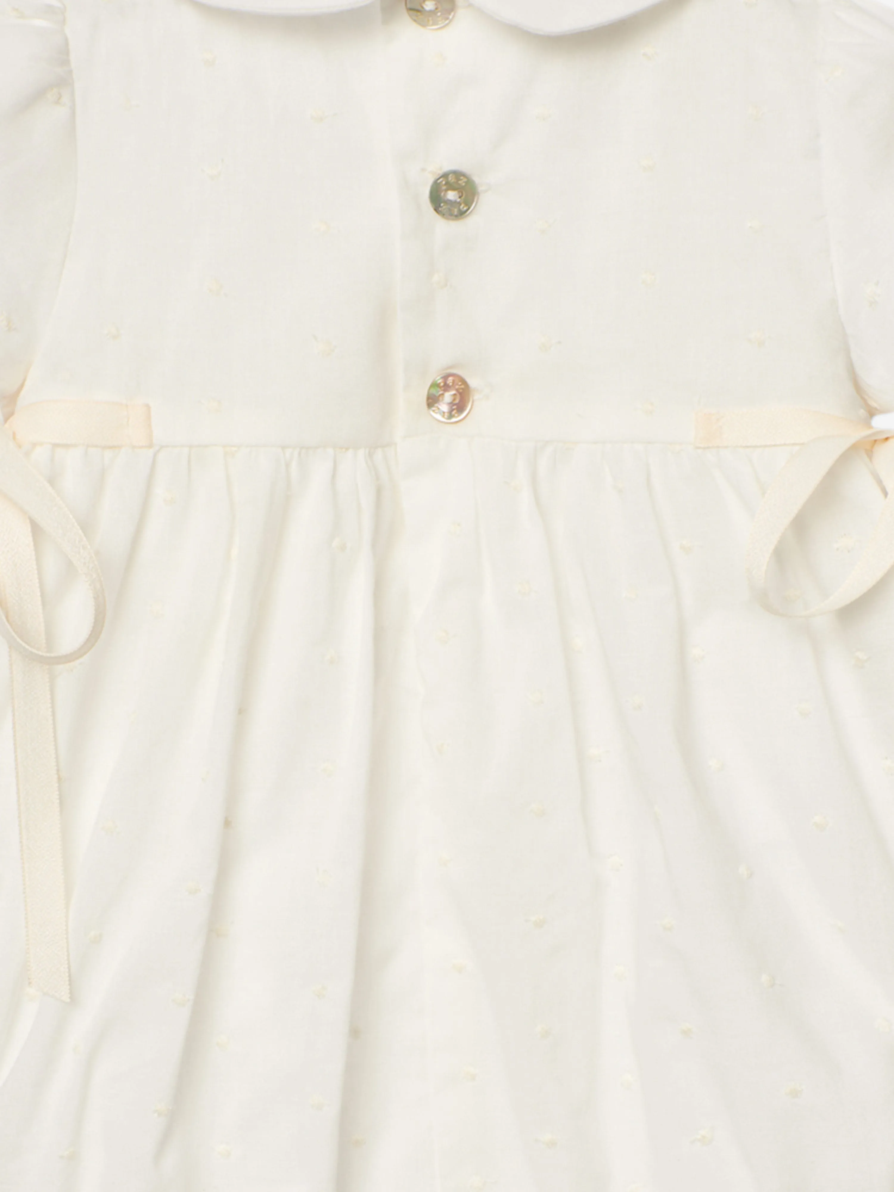 Baby Girls Cotton Romper in Ivory