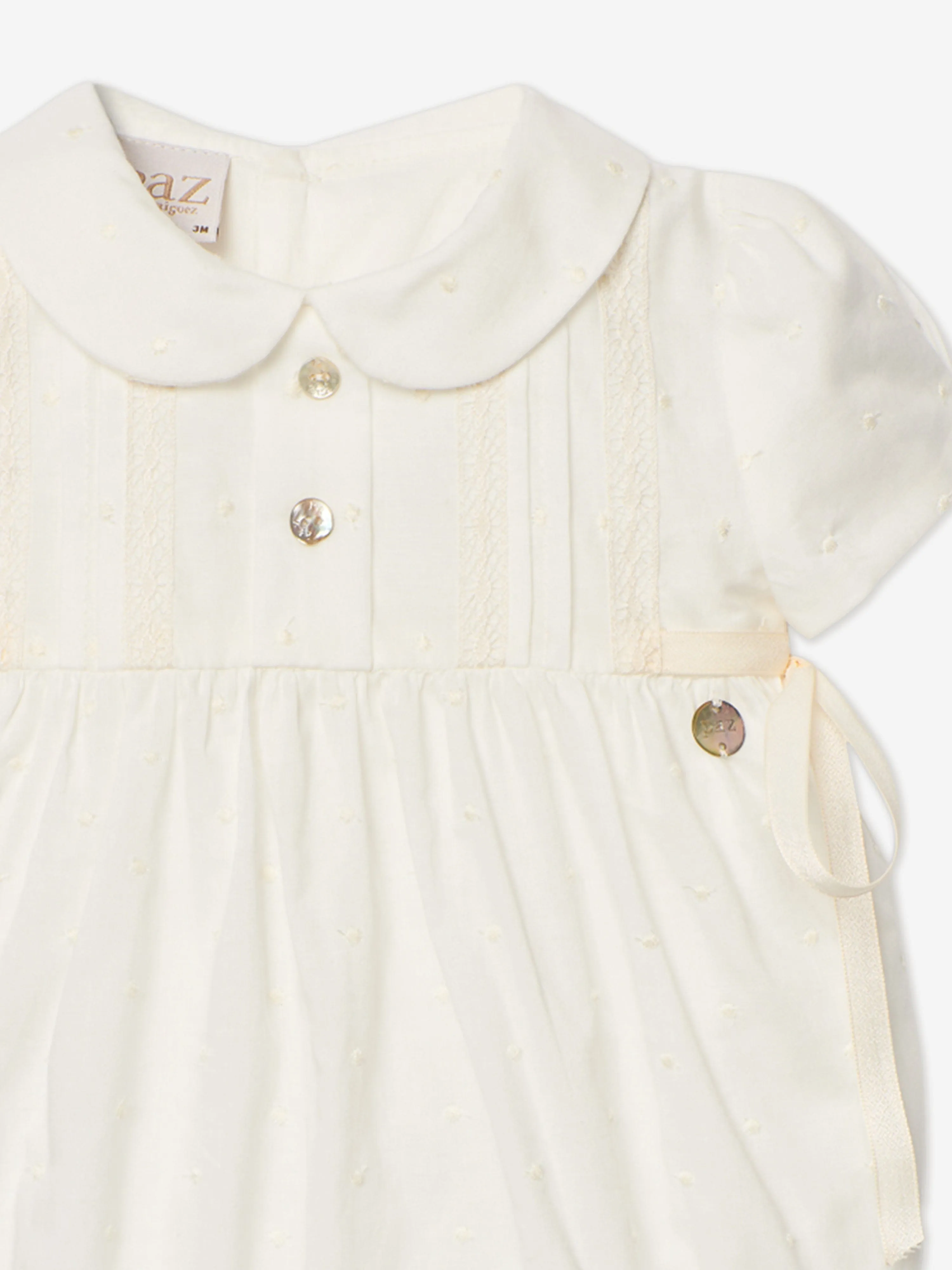 Baby Girls Cotton Romper in Ivory