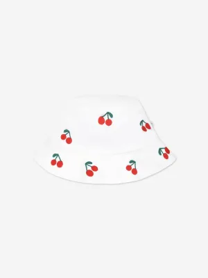 Baby Girls Embroidered Cherries Bucket Hat in White