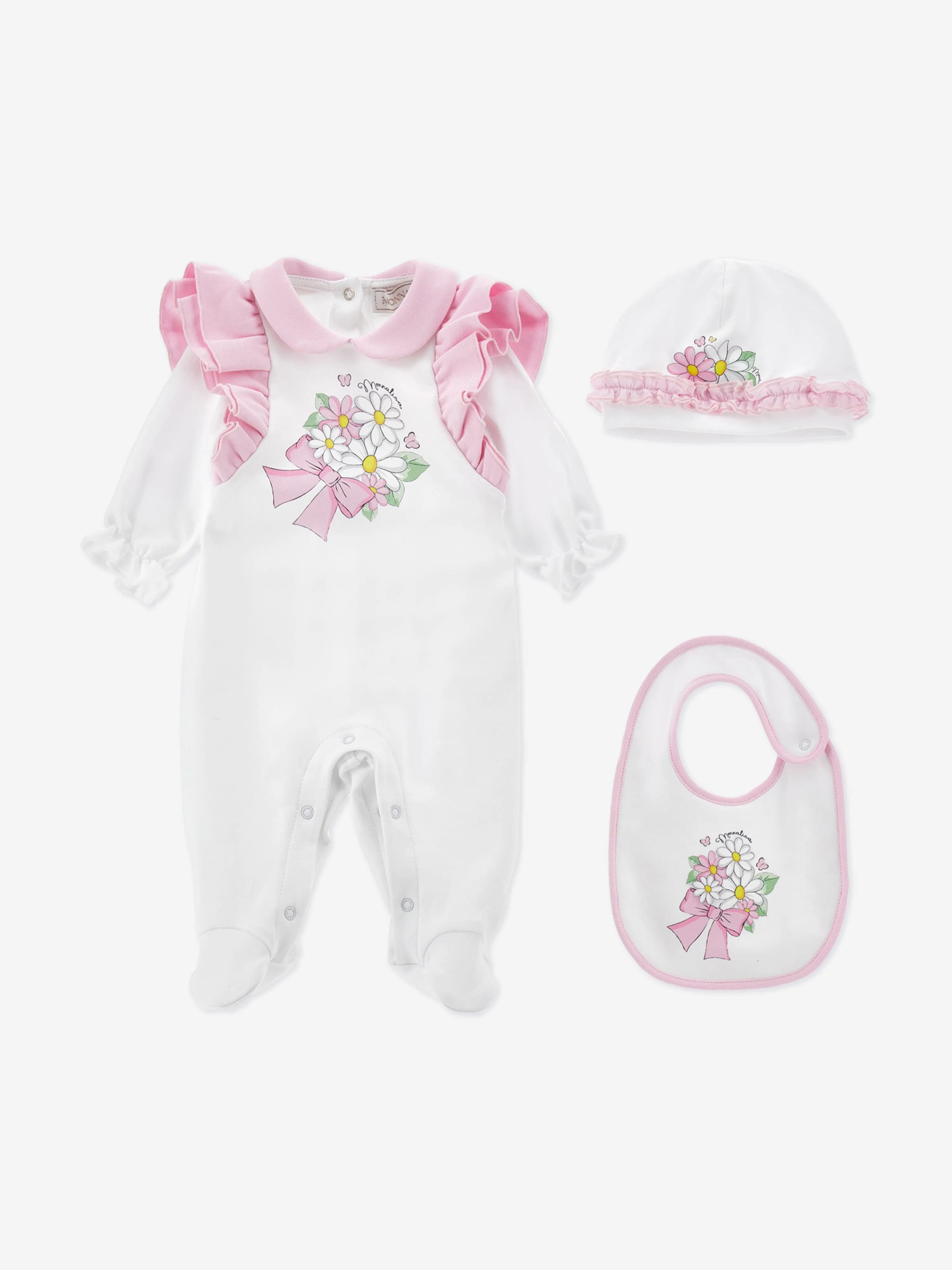Baby Girls Floral Babygrow Set in White