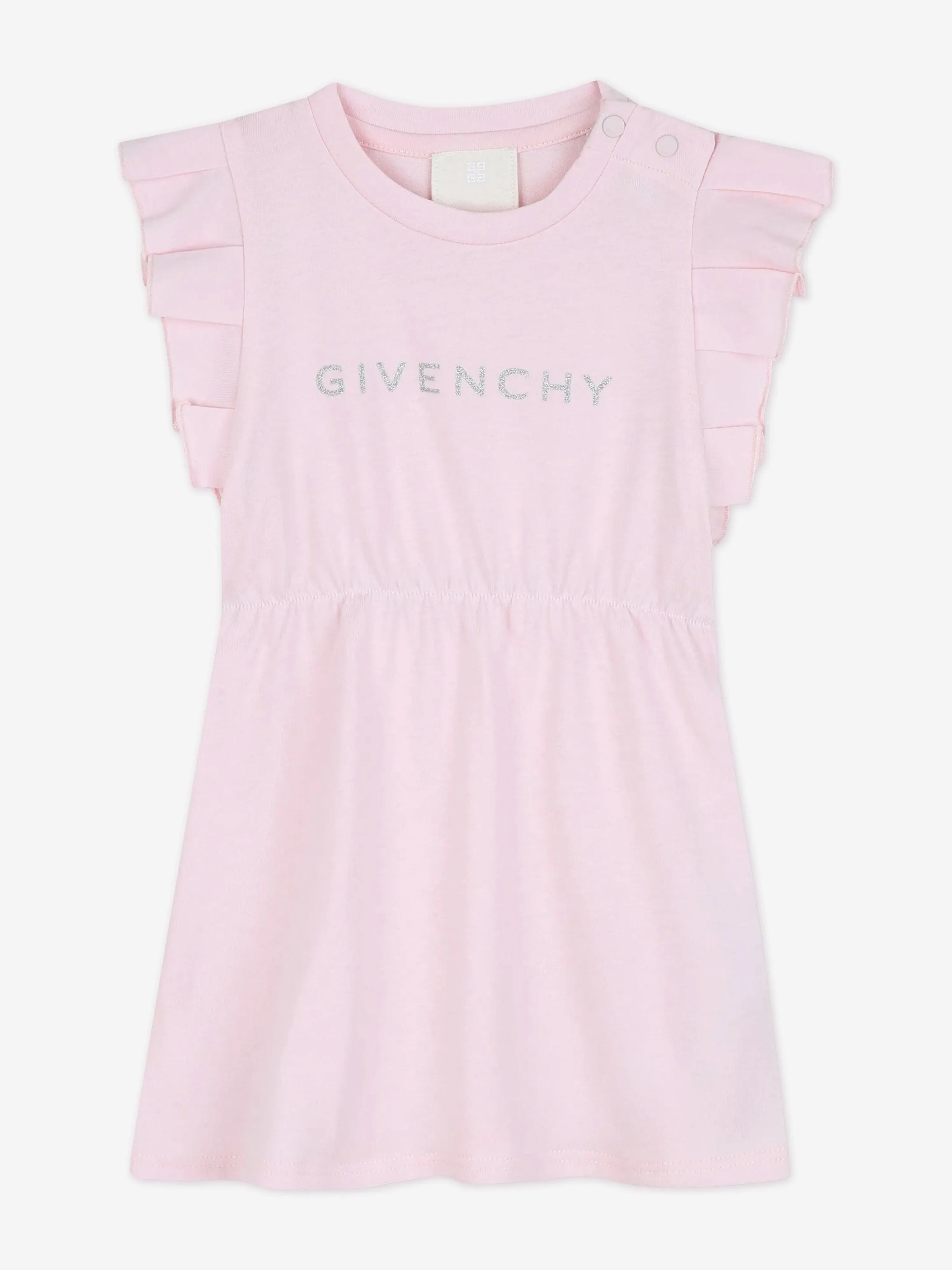 Baby Girls Glitter Logo Jersey Dress in Pink