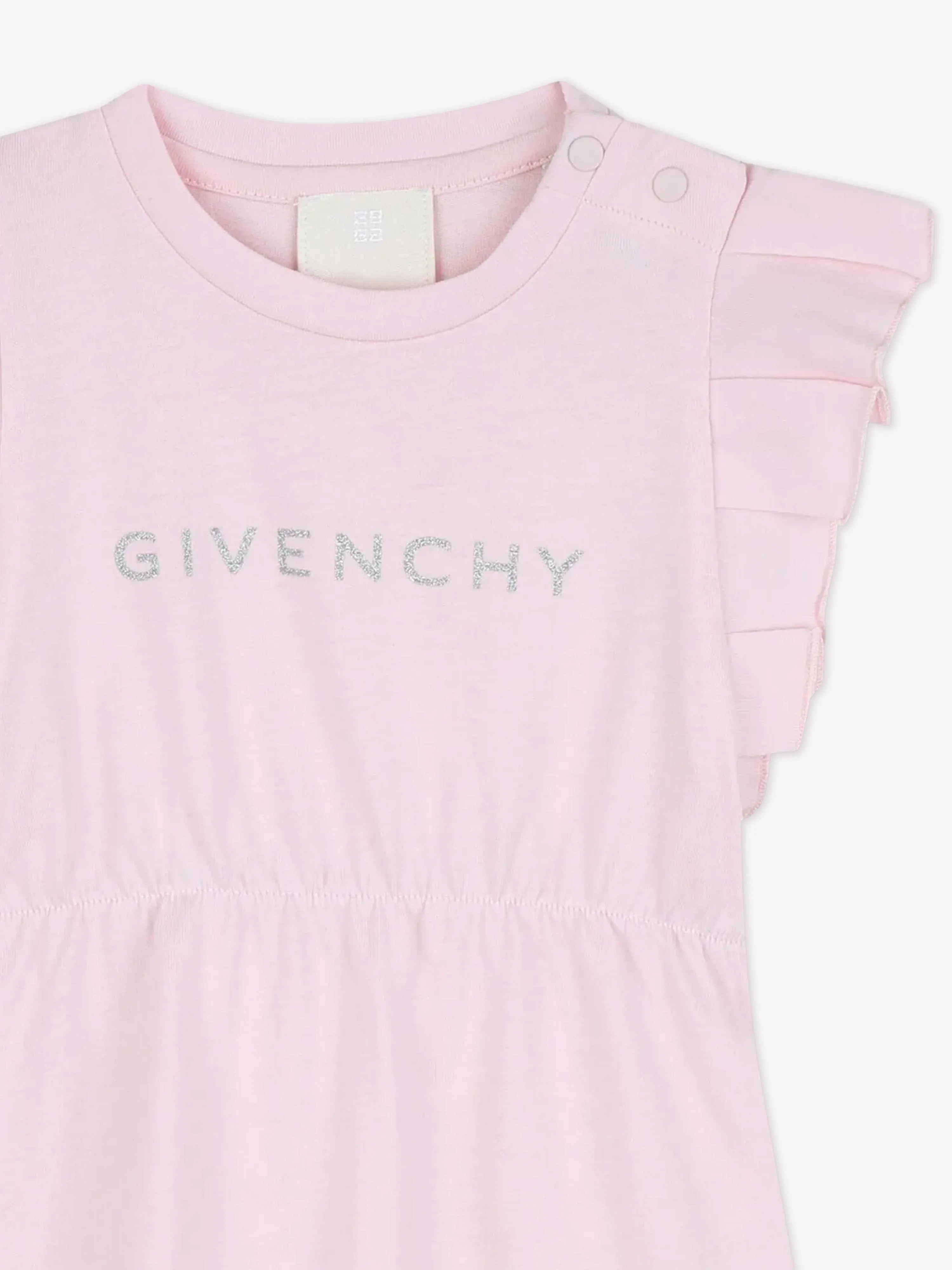 Baby Girls Glitter Logo Jersey Dress in Pink