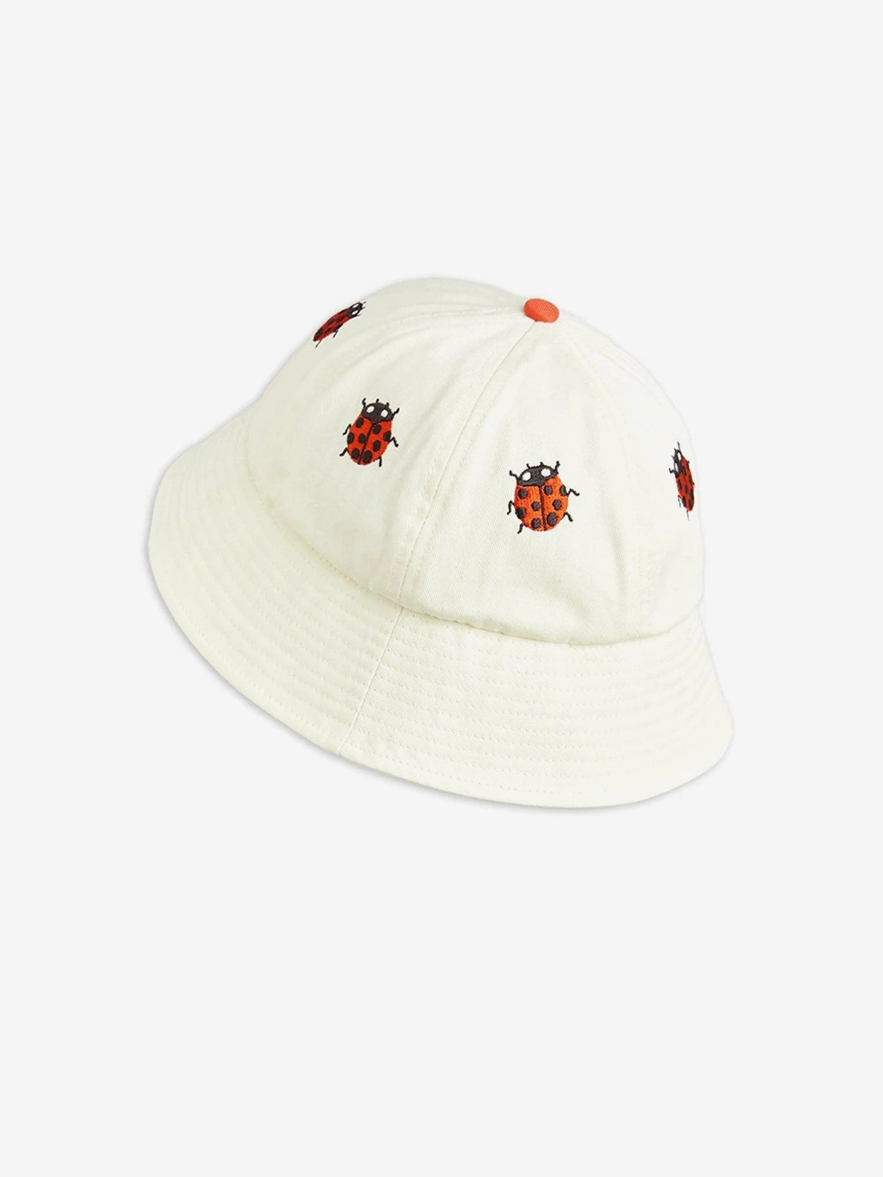 Baby Girls Ladybug Embroidered Sun Hat in Ivory
