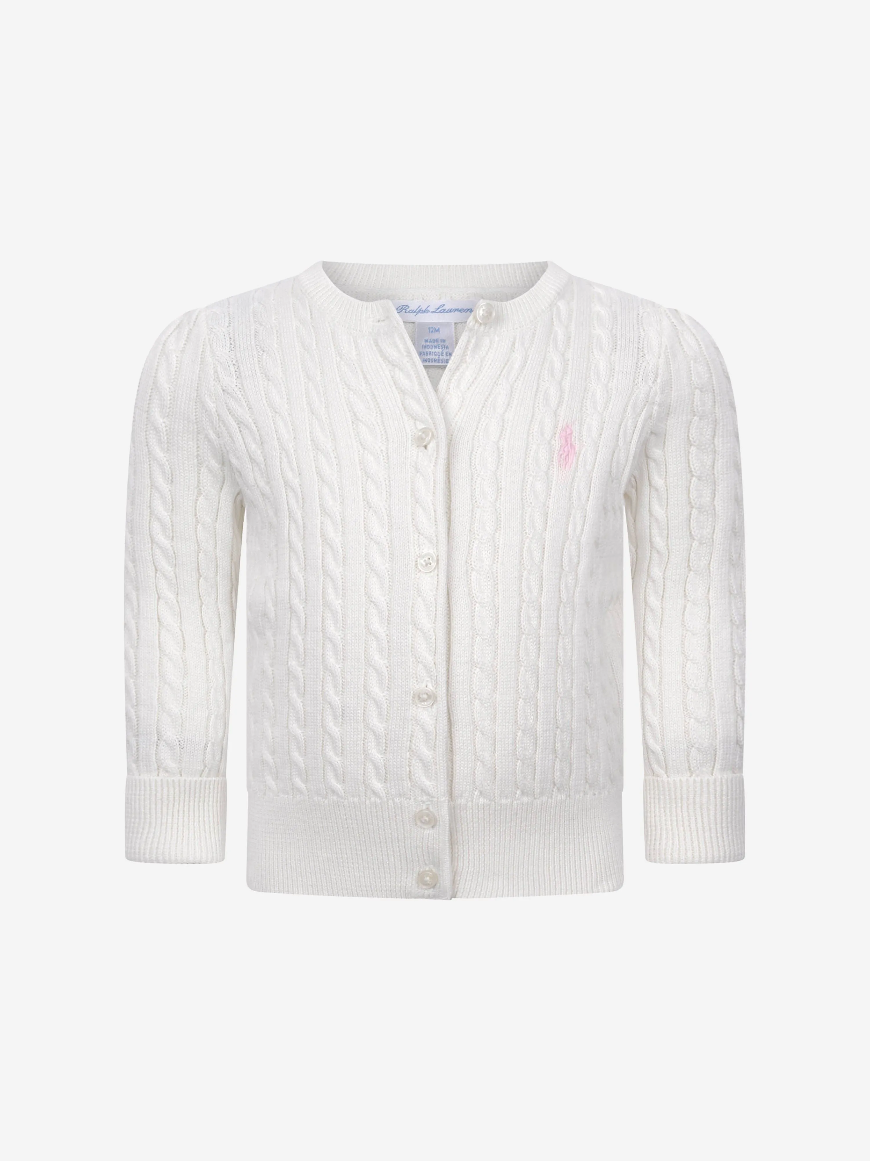 Baby Girls Mini Cable Knit Cardigan in Ivory
