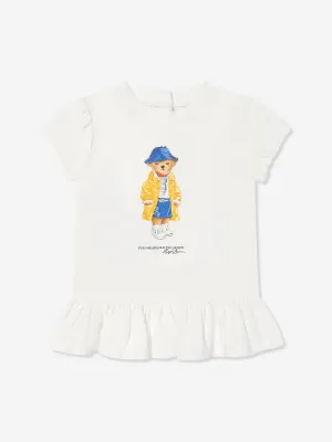 Baby Girls Polo Bear Peplum T-Shirt in White